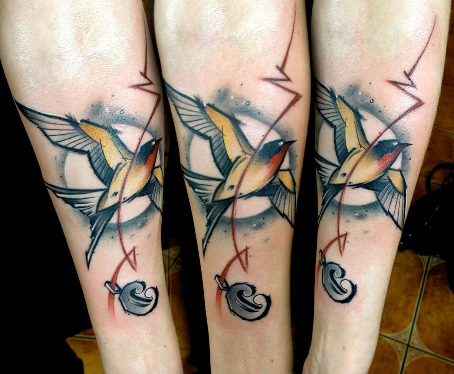 bird flying tattoo by Lukasz Bam Kaczmarek