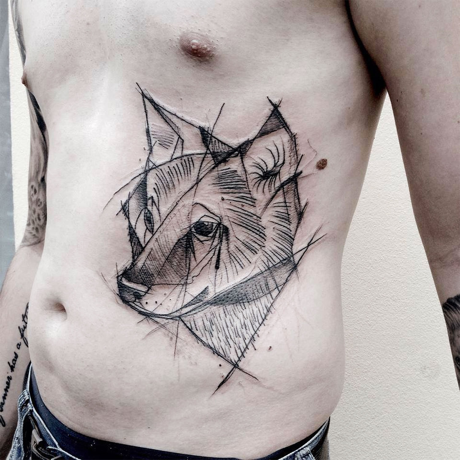wolf painterly tattoo by Kamil Mokot