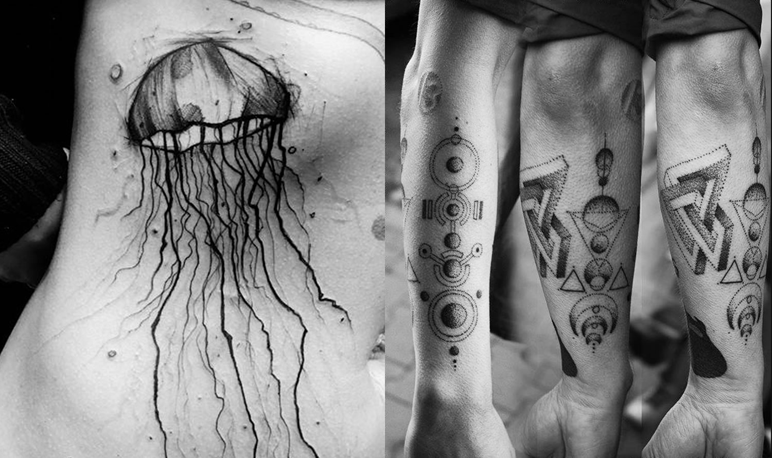 jelly fish and impossible object tattoos by Kamil Mokot