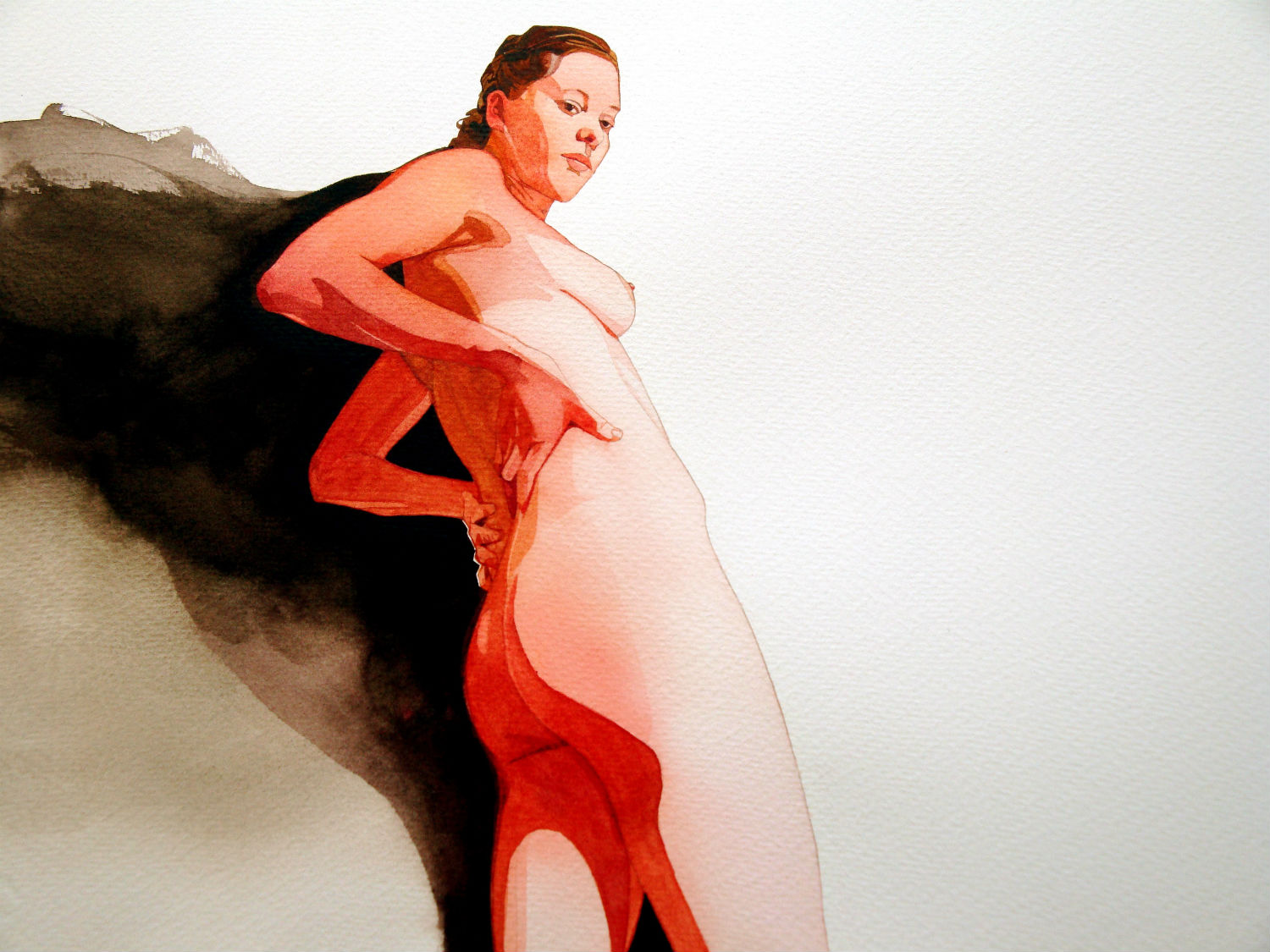 keinyo white watercolour erotica light shadow model nude