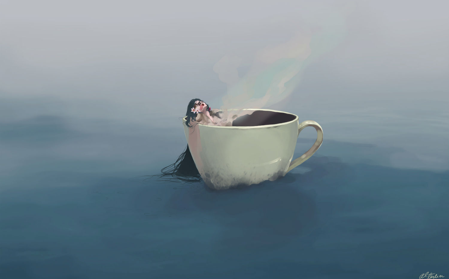 Carolina Rodriguez Fuenmayor illustration surreal colour dreamy tea cup