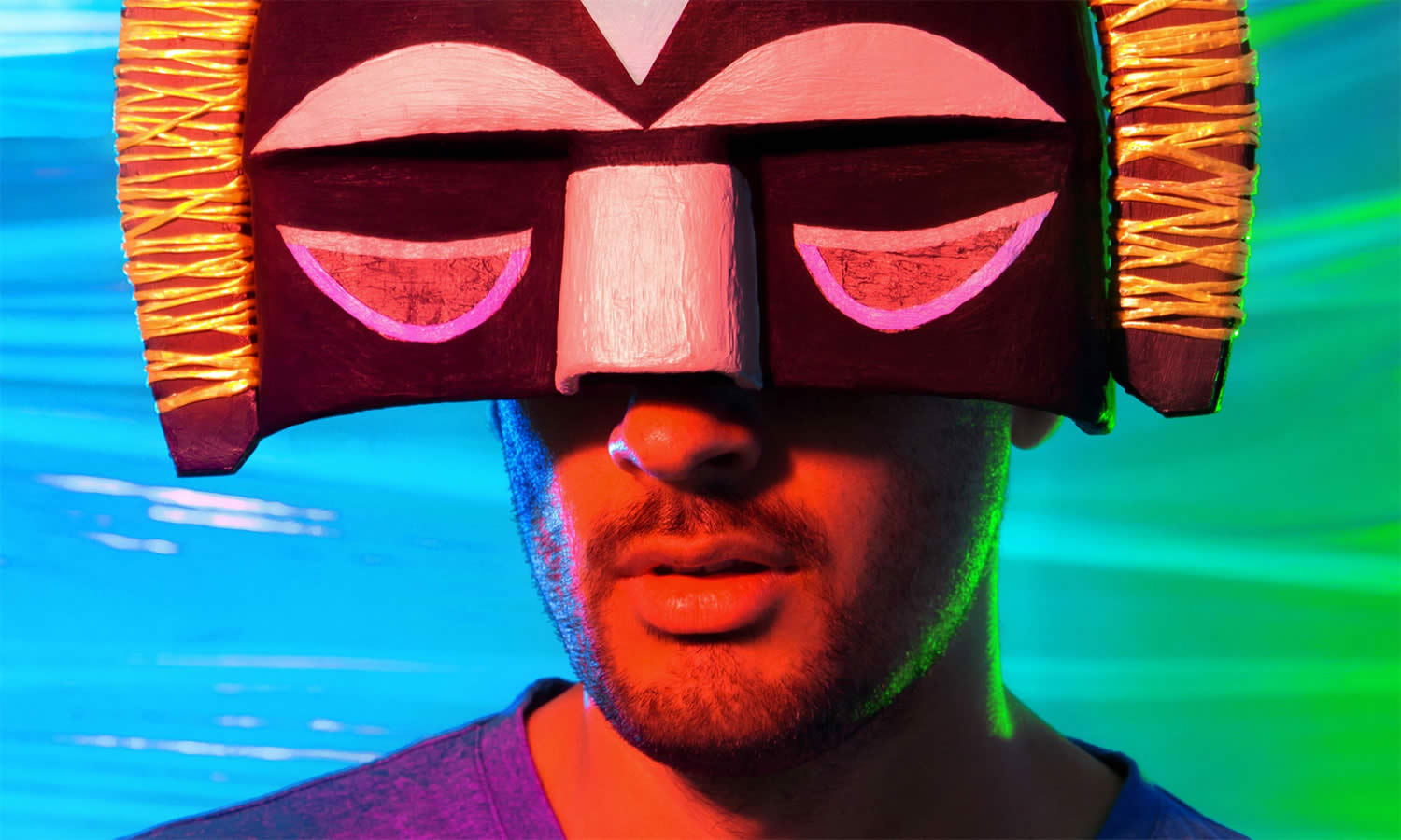 SBTRKT wearing a ceremonial mask