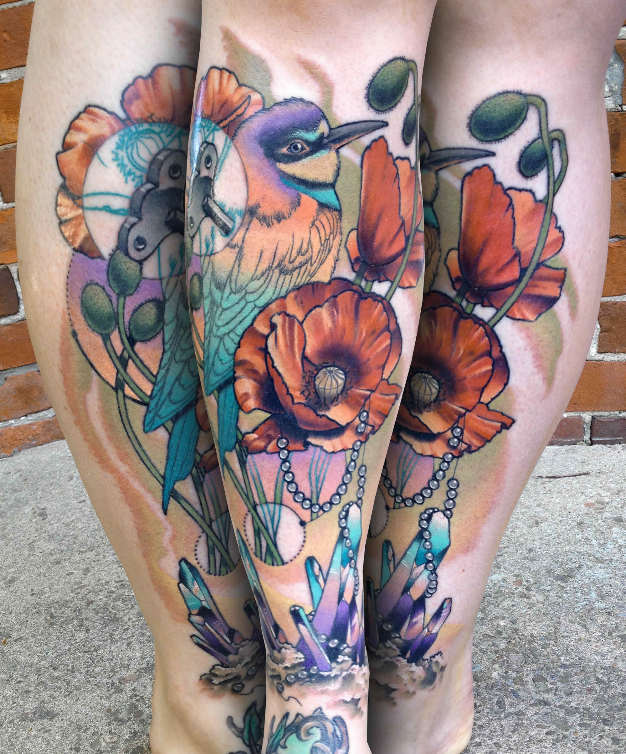 bird and flower tattoo by cody eich