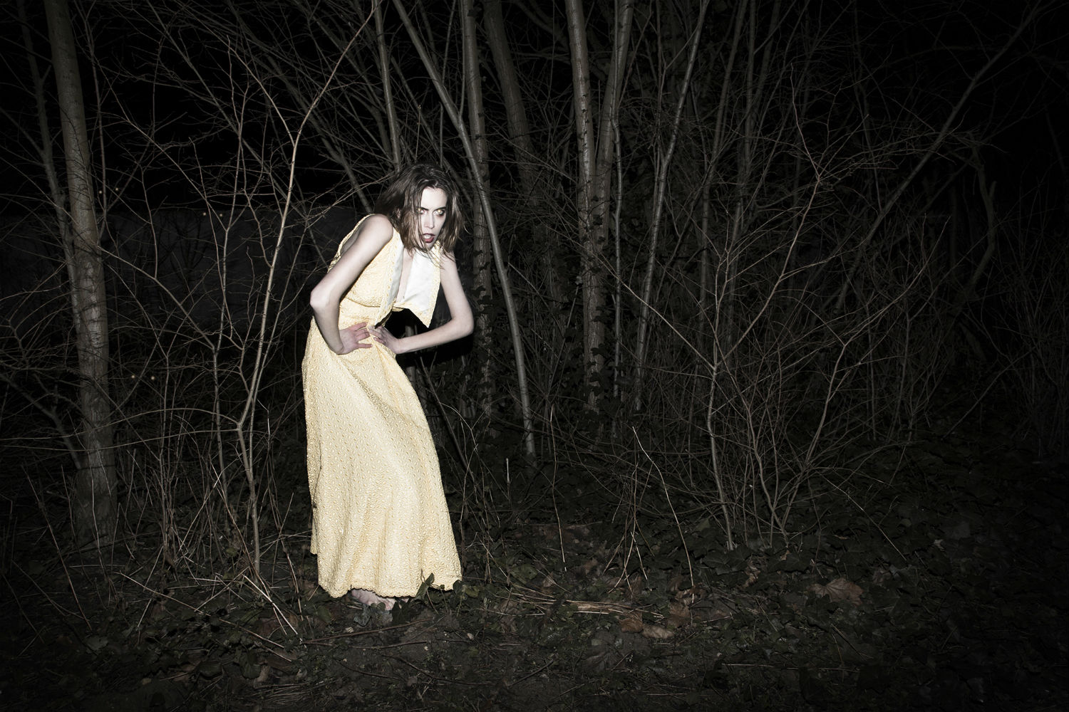 coline gascon fashion photography darkness woods