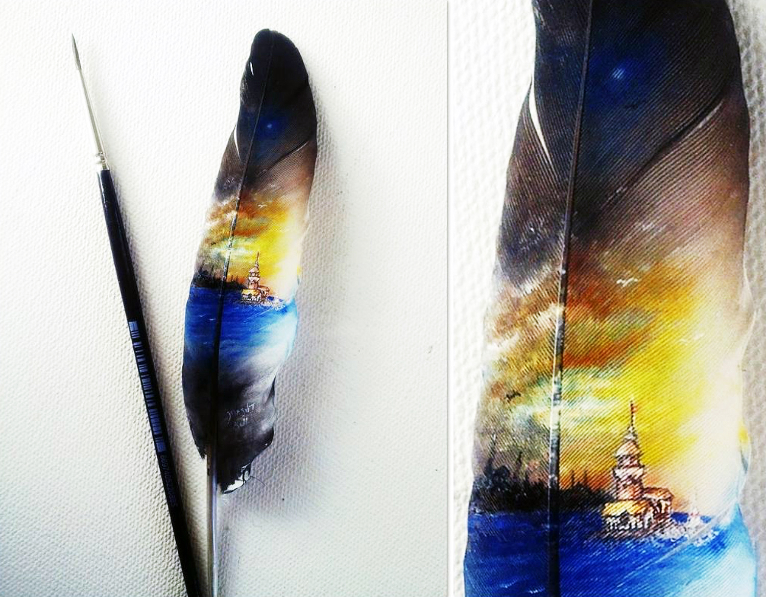 mesut kul painting miniature  feather