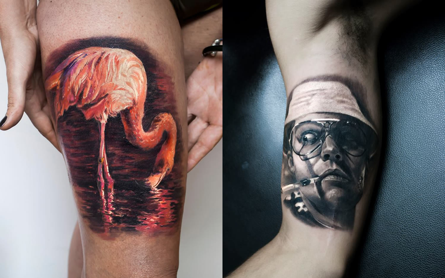 flamingo and johnny depp tattoos  by paolo murtas