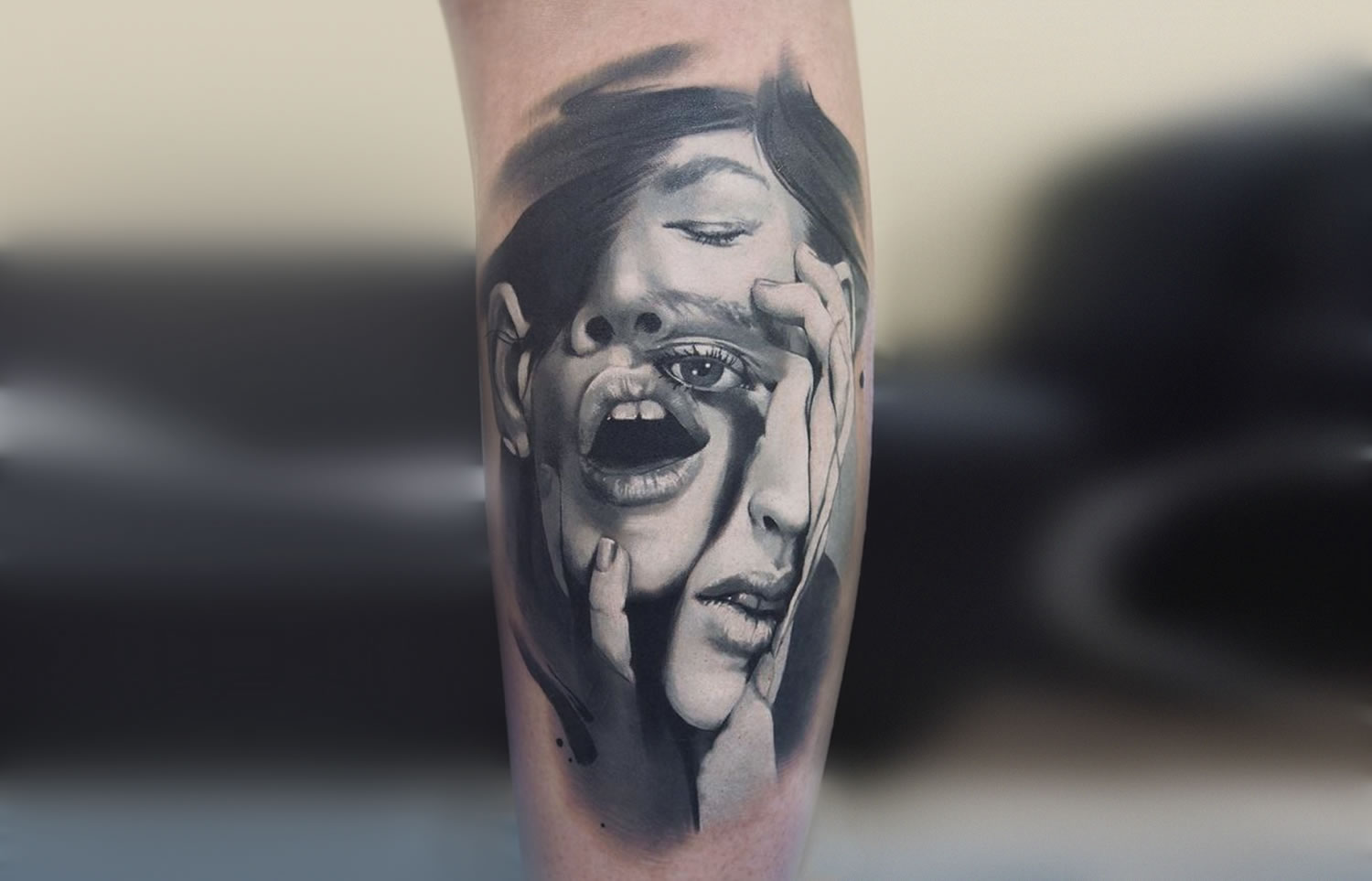 mismatched faced, tattoo by valentina ryabova