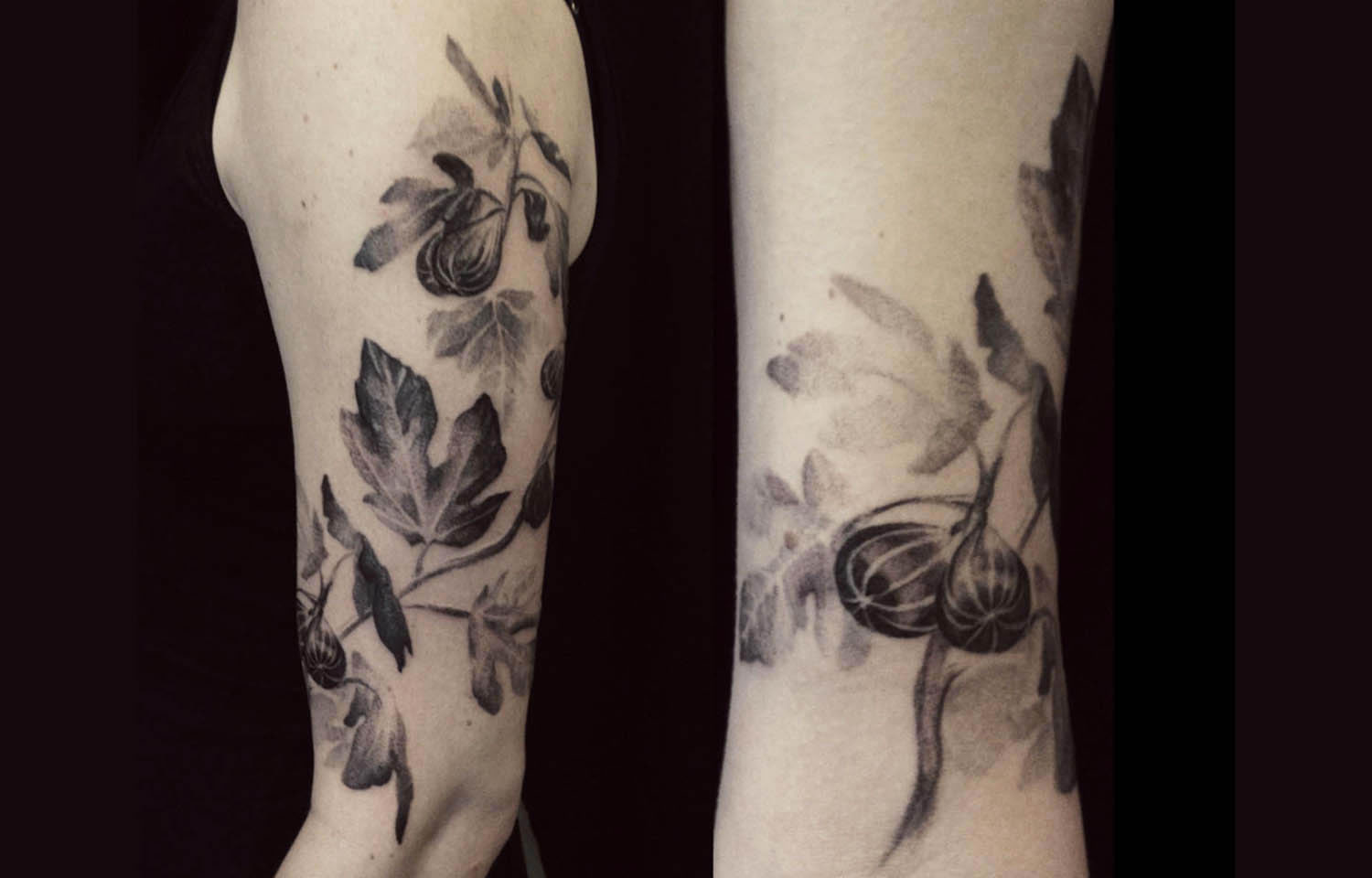 soft flower tattoo black and grey