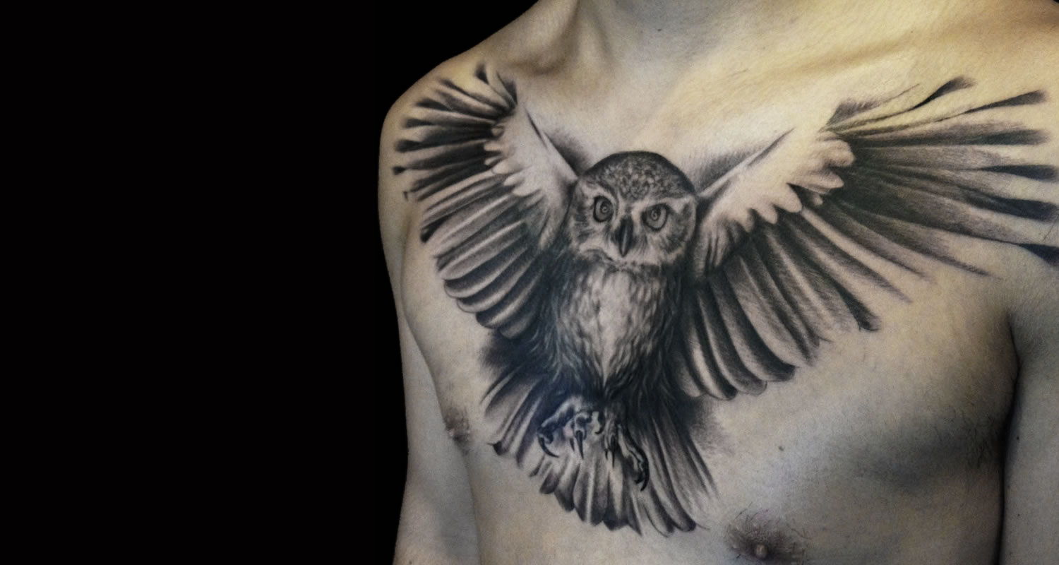 owl stencil style. tattoo
