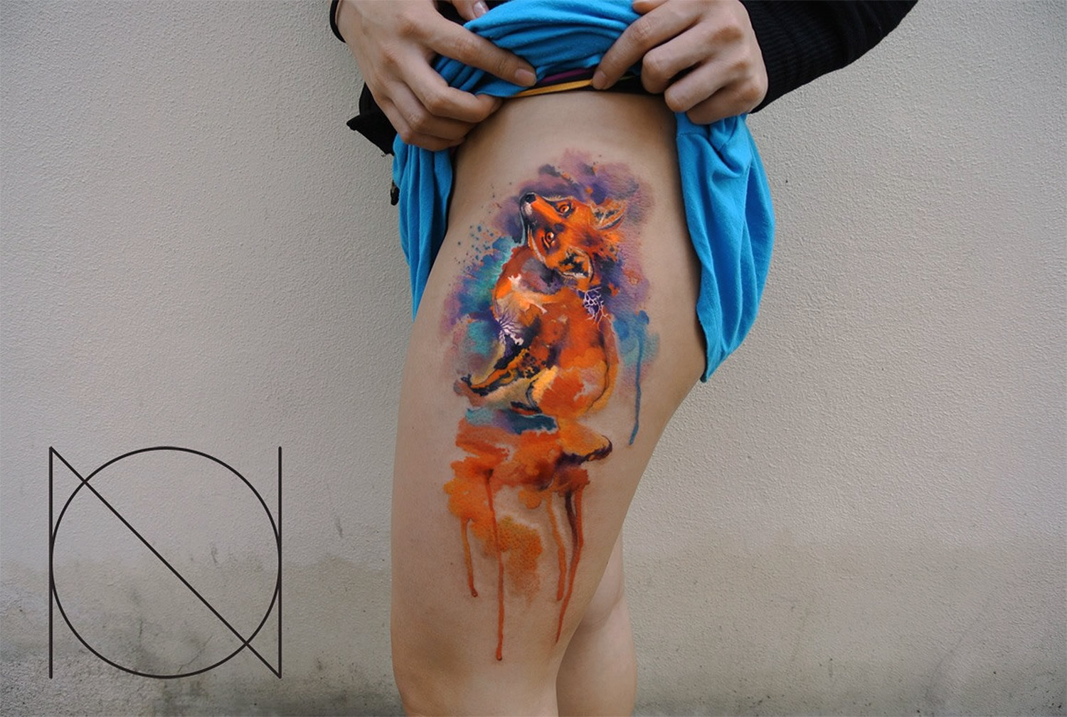 red fox watercolor tattoo by ondrash