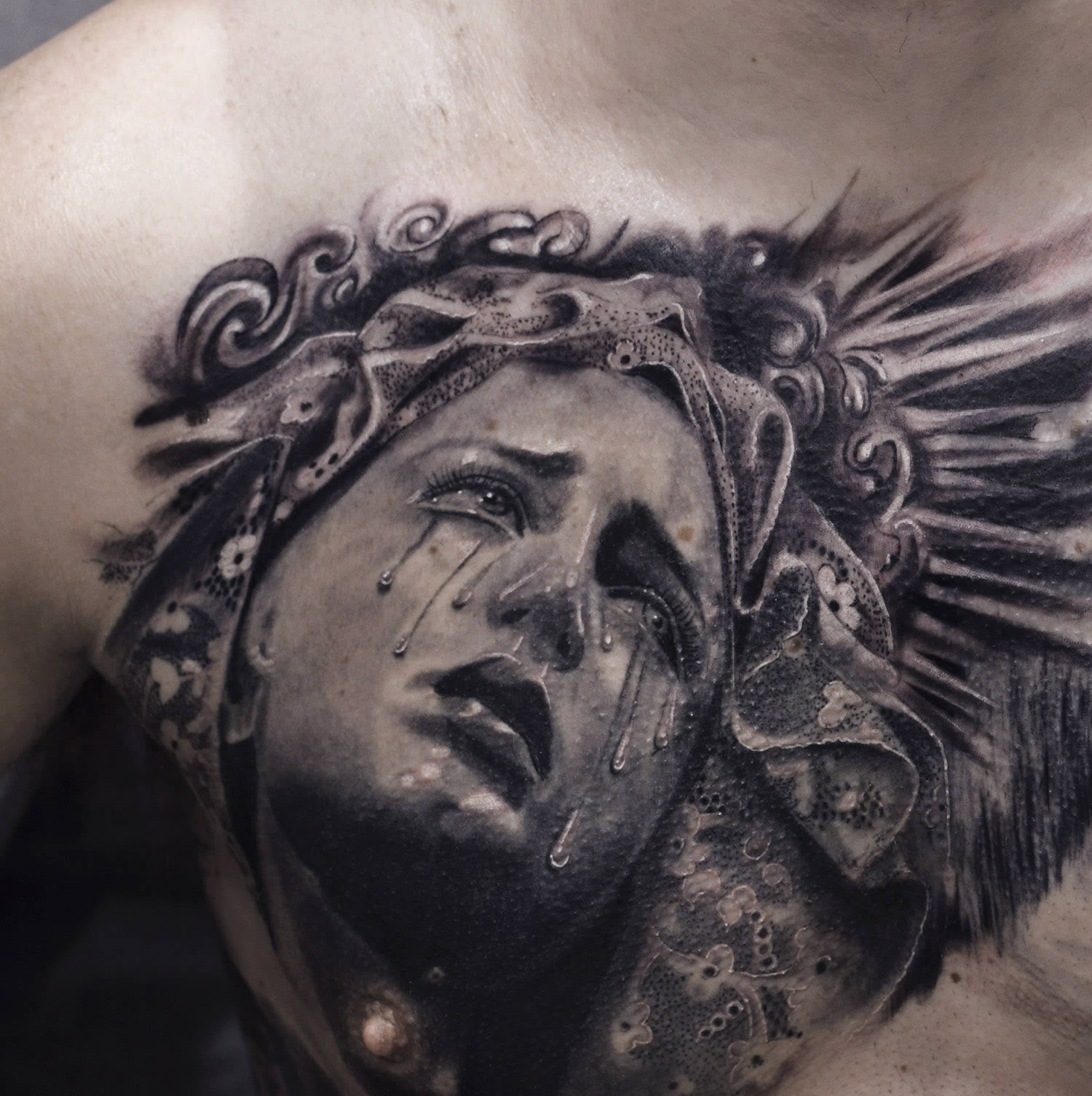 sculptural figure tattoo by silvano fiato