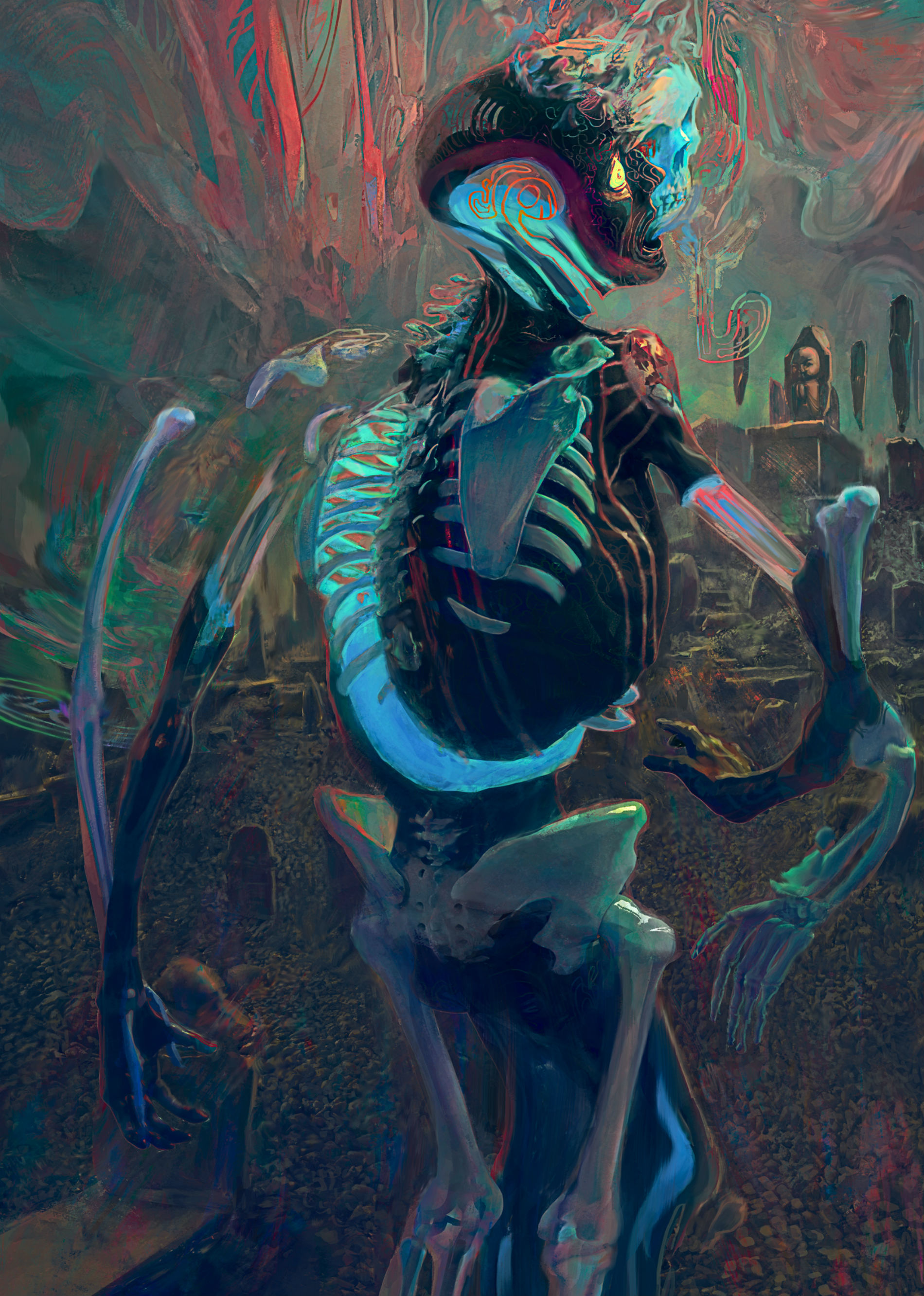 Aldo Katayanagi art digital colour skeleton