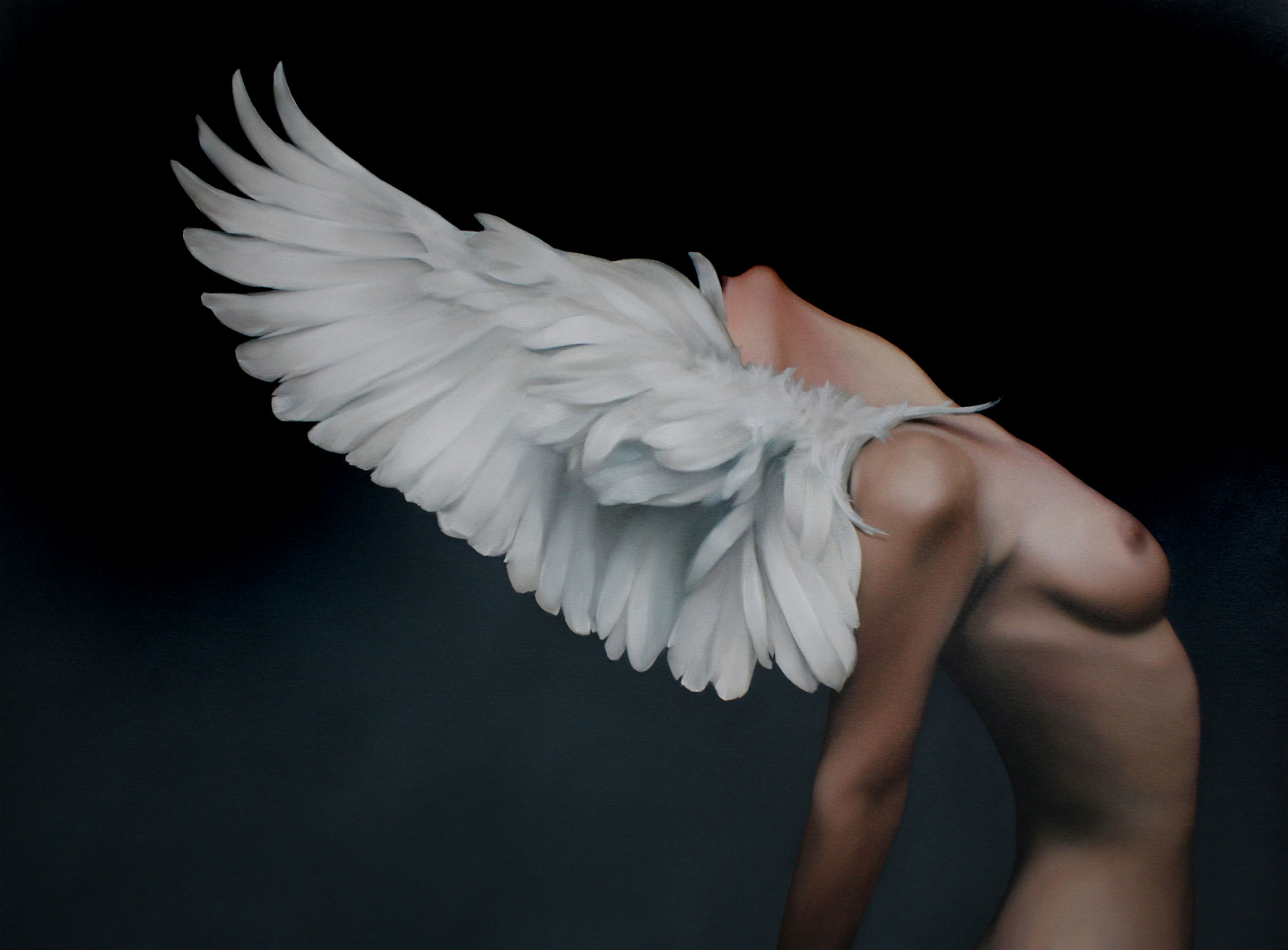amy judd painting nude body female white wings