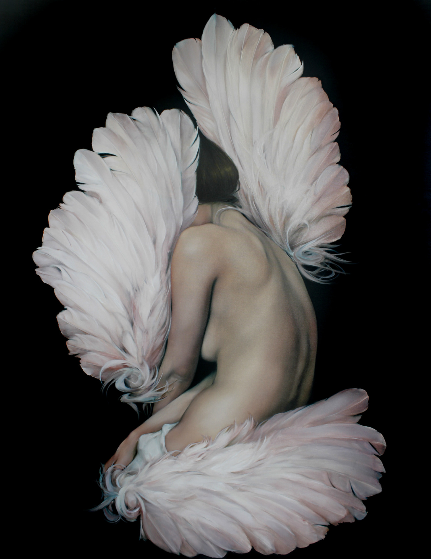 amy judd painting nude body female feather white