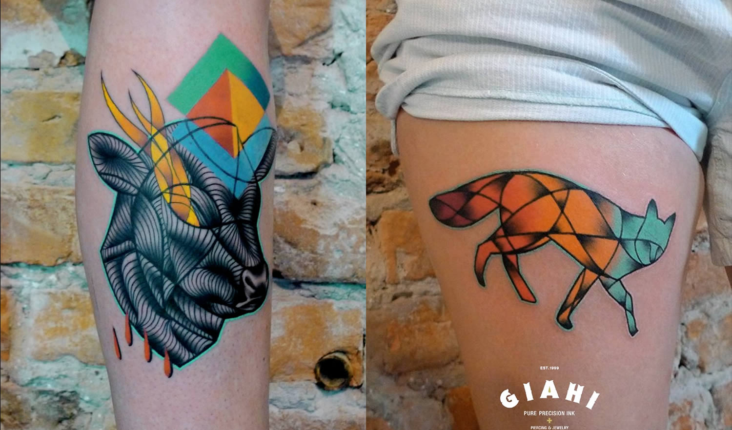 ox and fox tattoos by Mariusz Trubisz