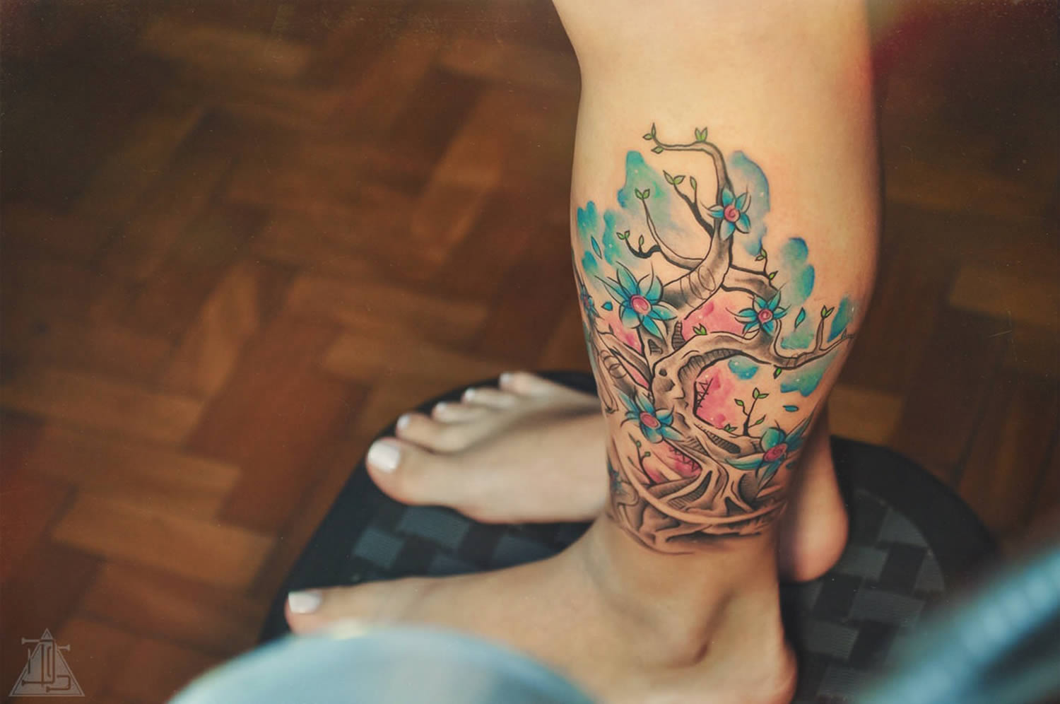 tree, watercolor style tattoo by dener silva