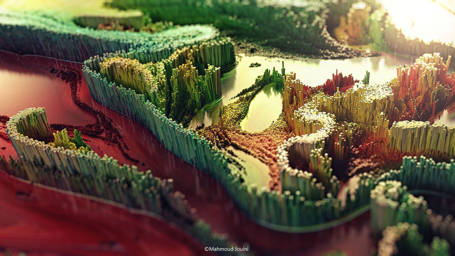mahmoud jouini digital art colour cities pixels