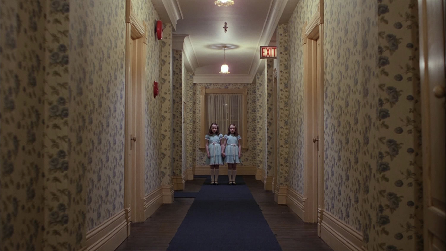 The haunted hallways of the Overlook Hotel in "The Shining" (1980)