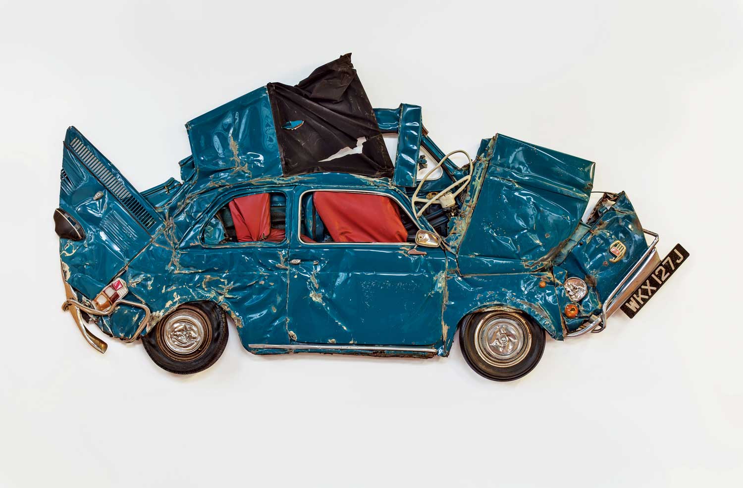 Ron Arad's Turquoise Flattened Fiat Car Sculpture