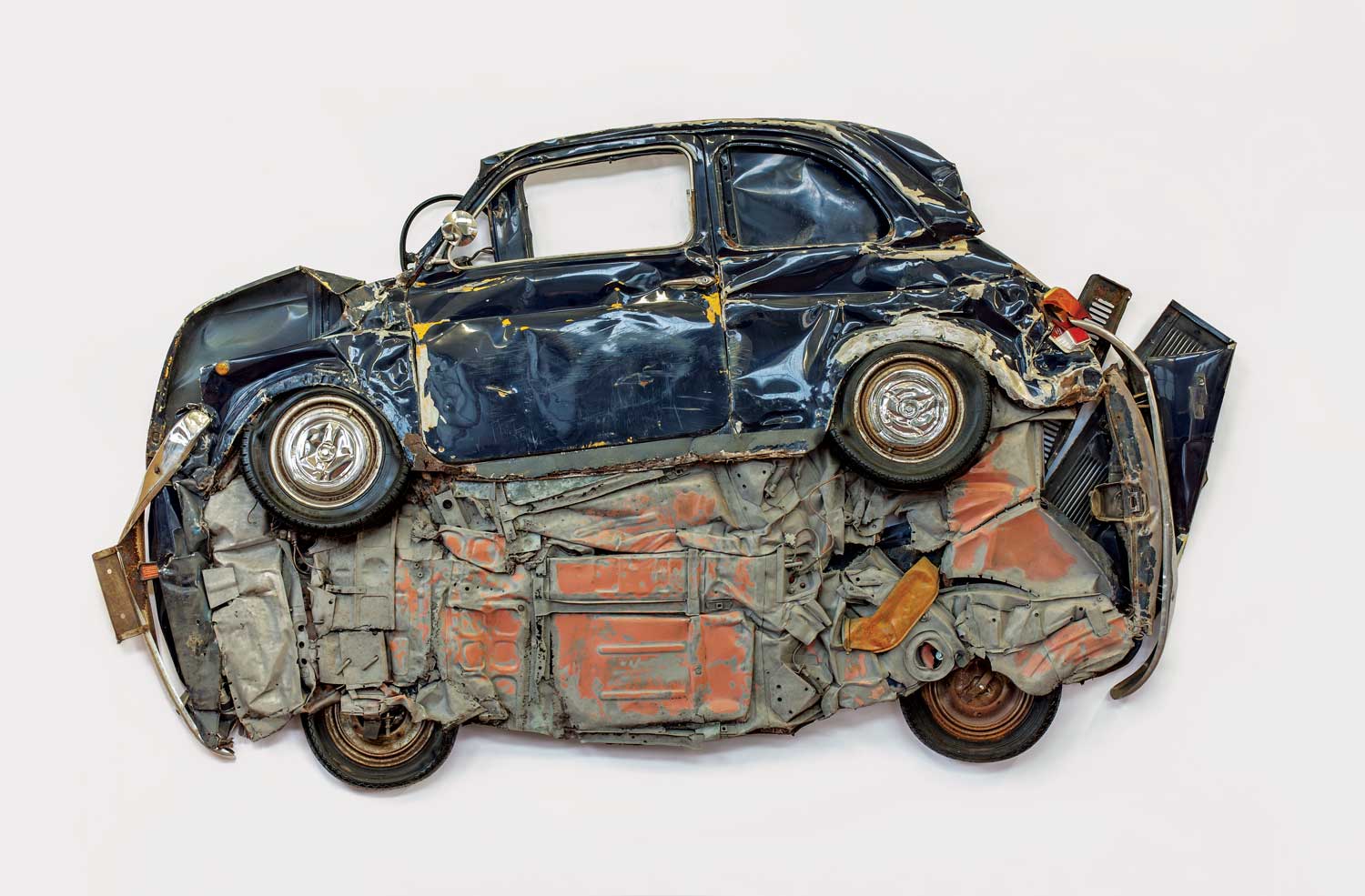 Ron Arad's Blue Flattened Fiat Car Sculpture