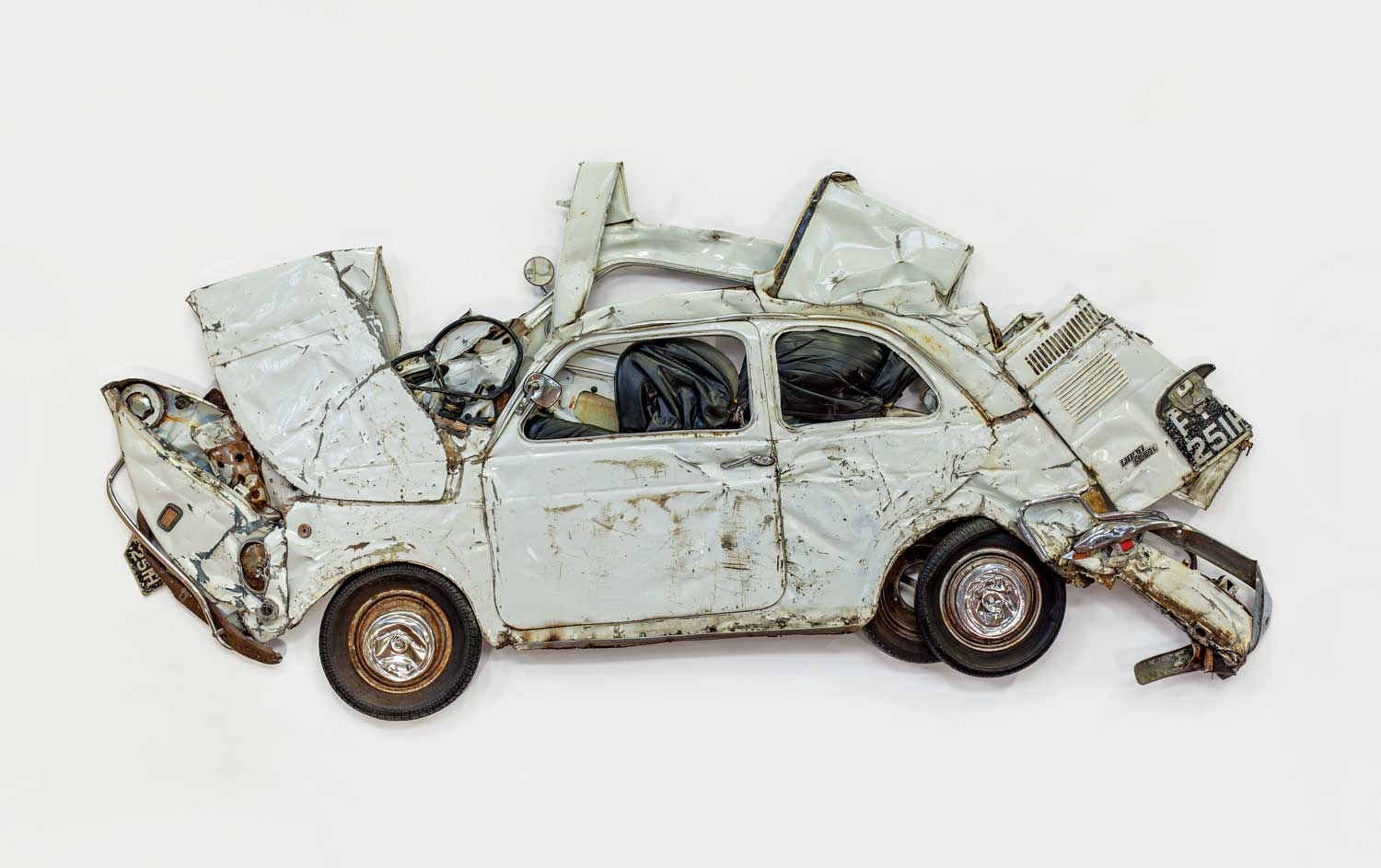 Ron Arad's White Flattened Fiat Car Sculpture