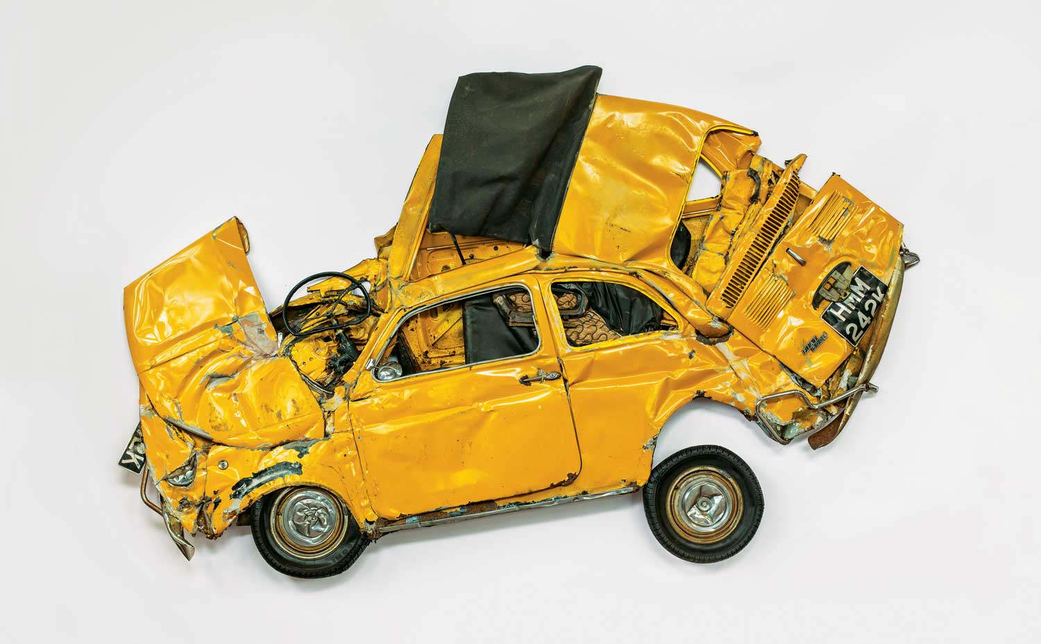 Ron Arad's Yellow Flattened Fiat Car Sculpture