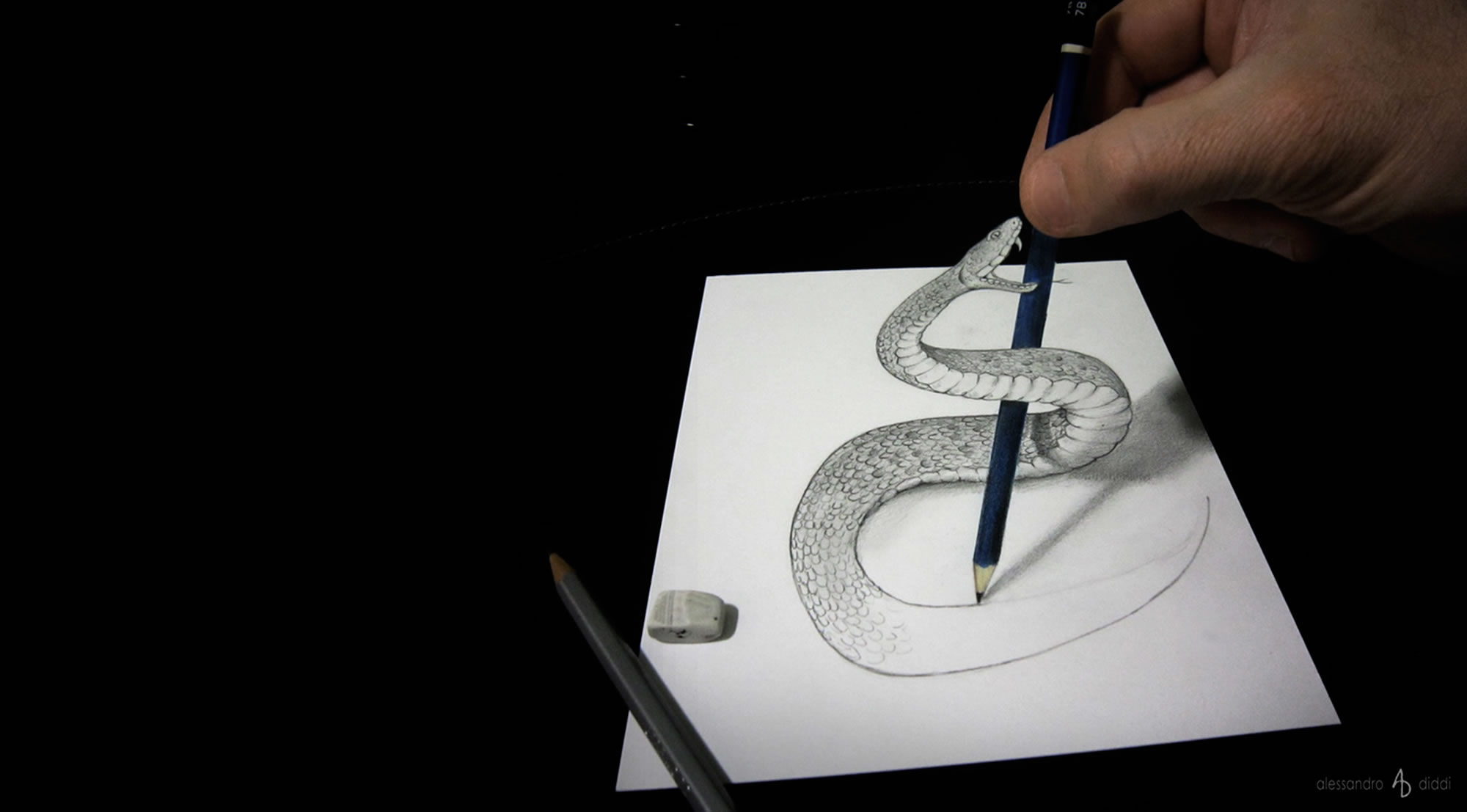 3d snake drawing by alessandro diddi