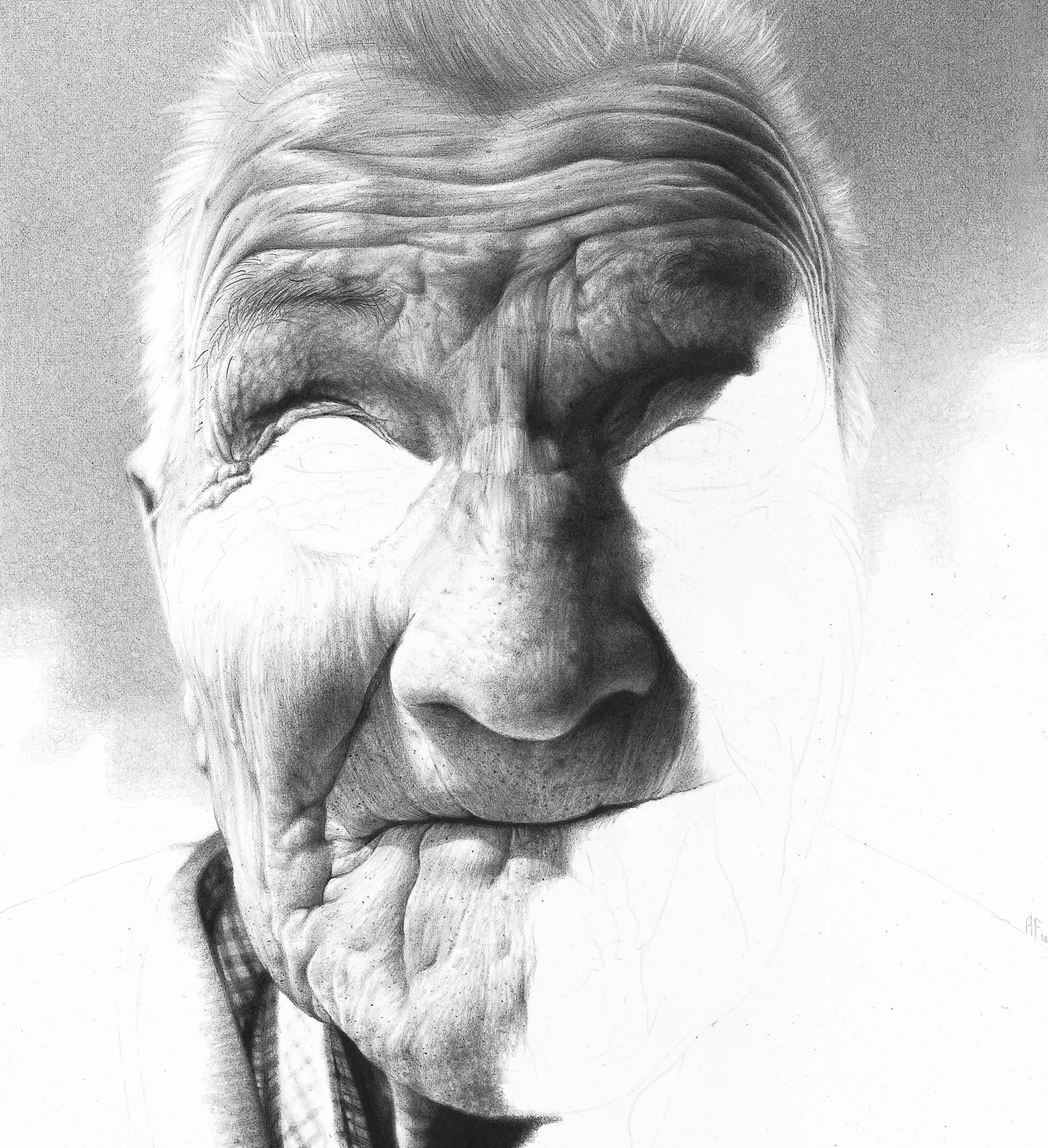 pencil portrait of elderly man by antonio finelli