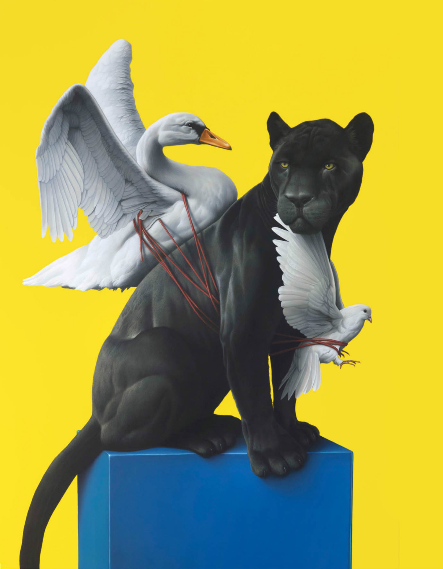 eckart hahn painting hyperrealist colour animal panther