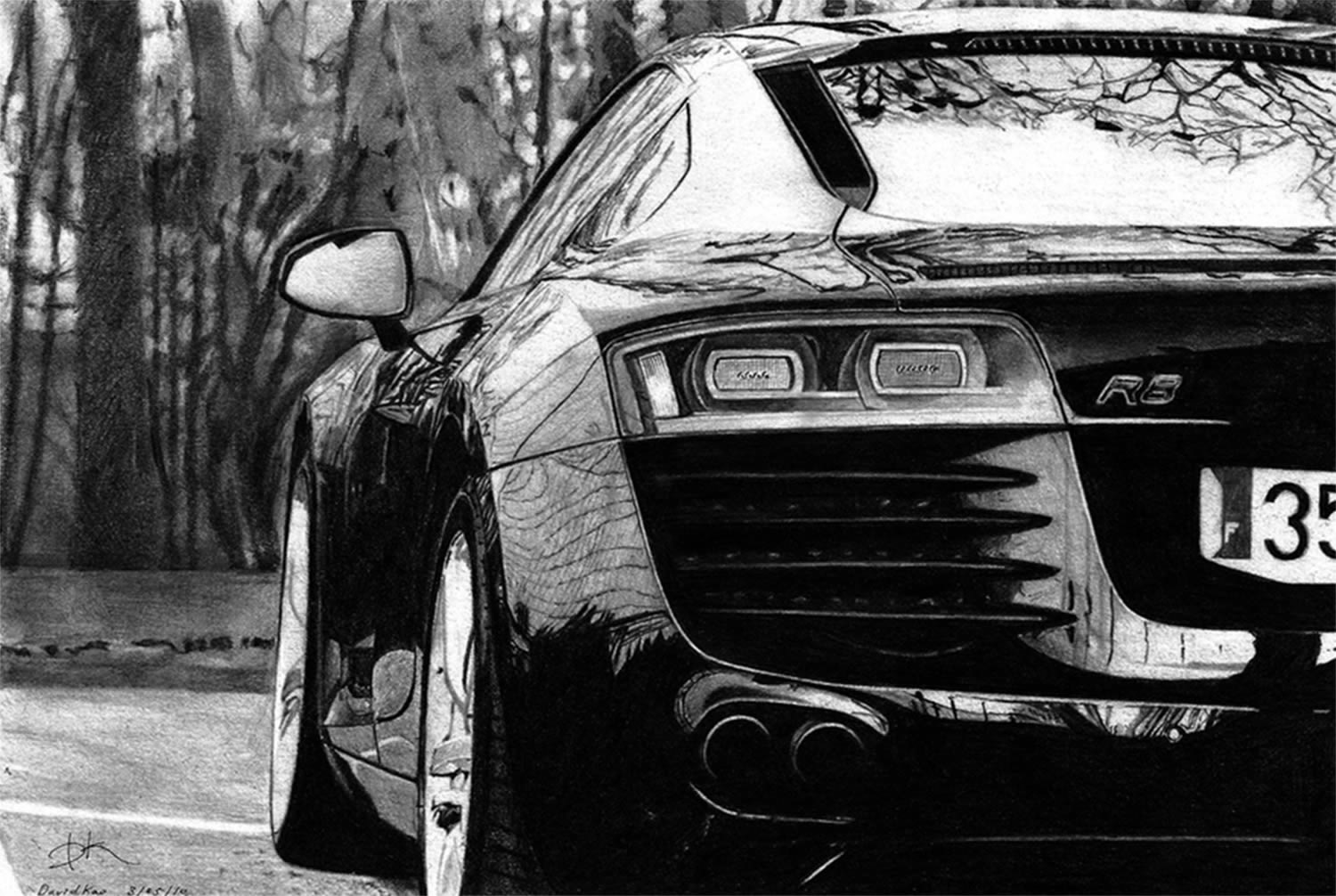 david kao pencil drawing car