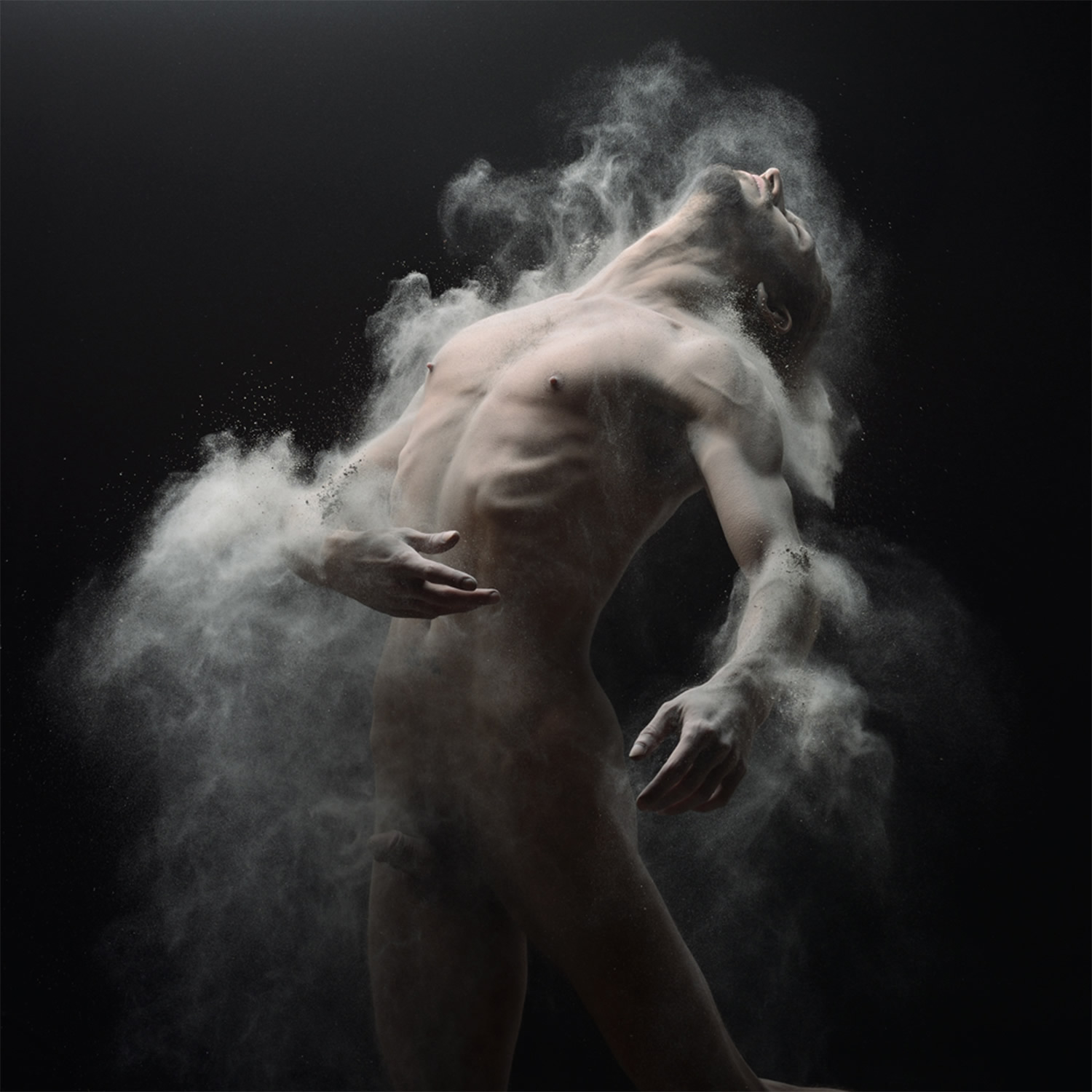 man in motion, powder in air, photo by olivier valsecchi