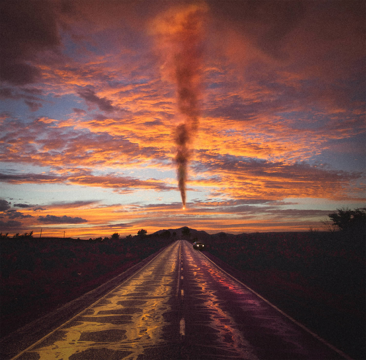 orange sky, smoke, photo by Reuben Wu