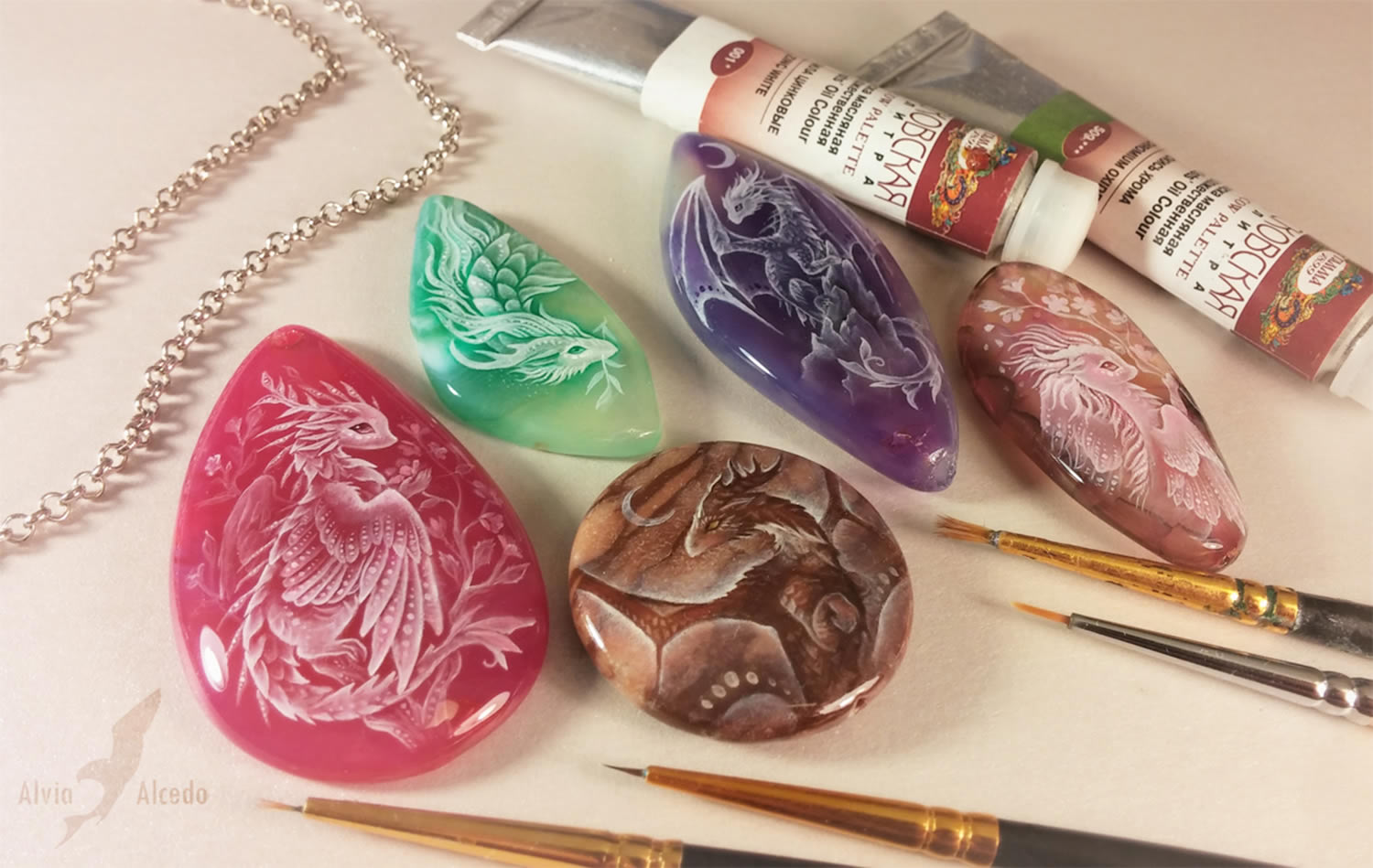 various painted stones