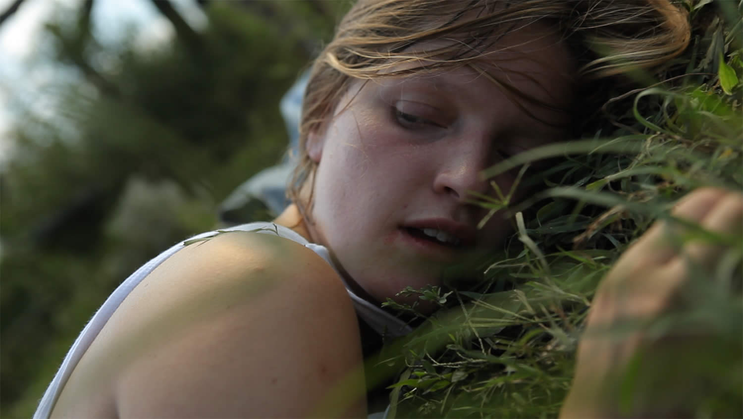 blonde girl lying on grass ground, Thou Wast Mild and Lovely