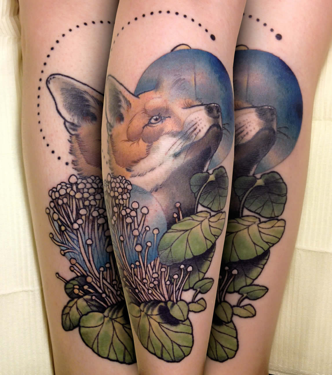 fox and nature tattoo by cody eich