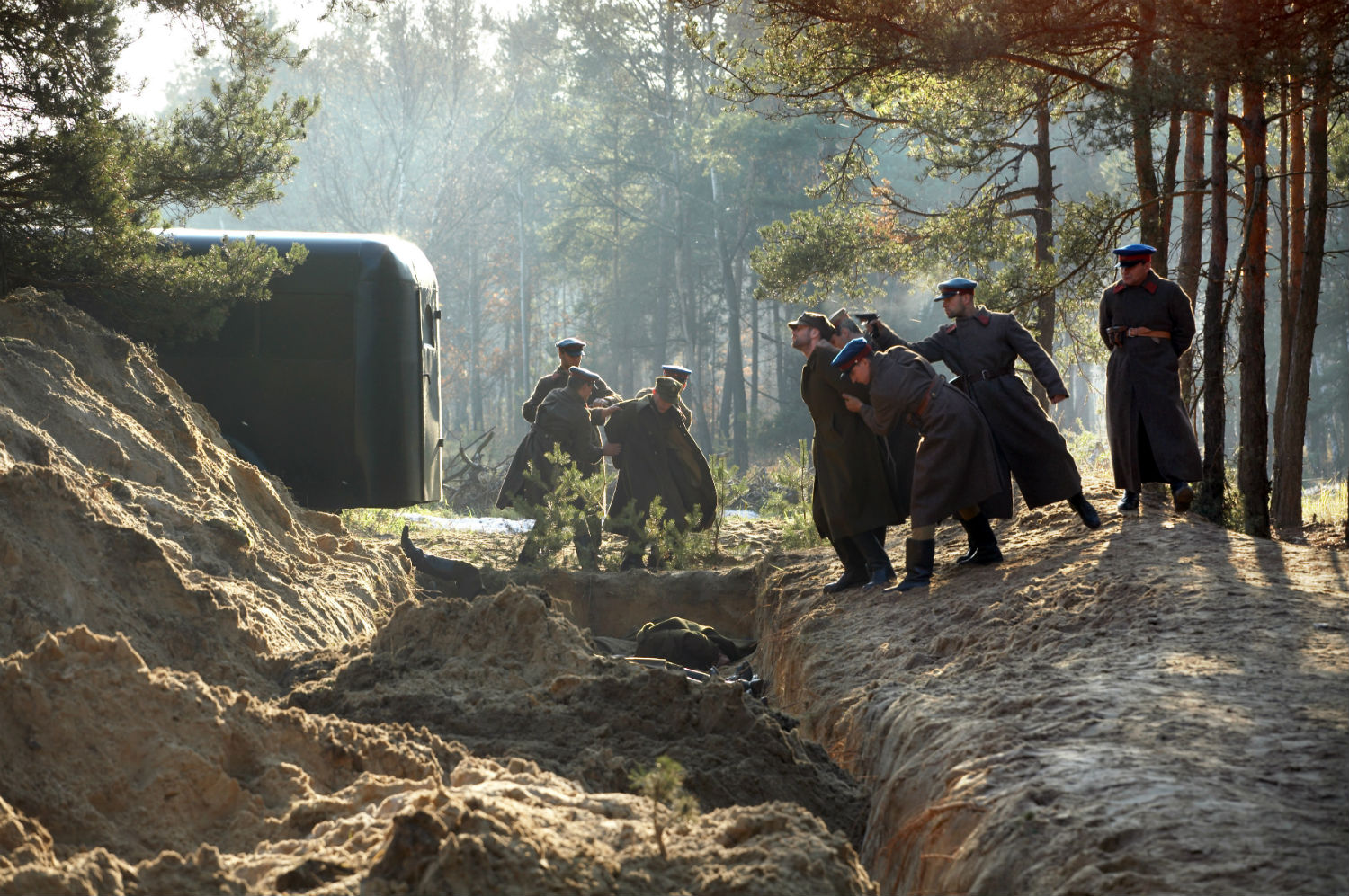 eastern european film katyn poland massacre forest soldiers war trees