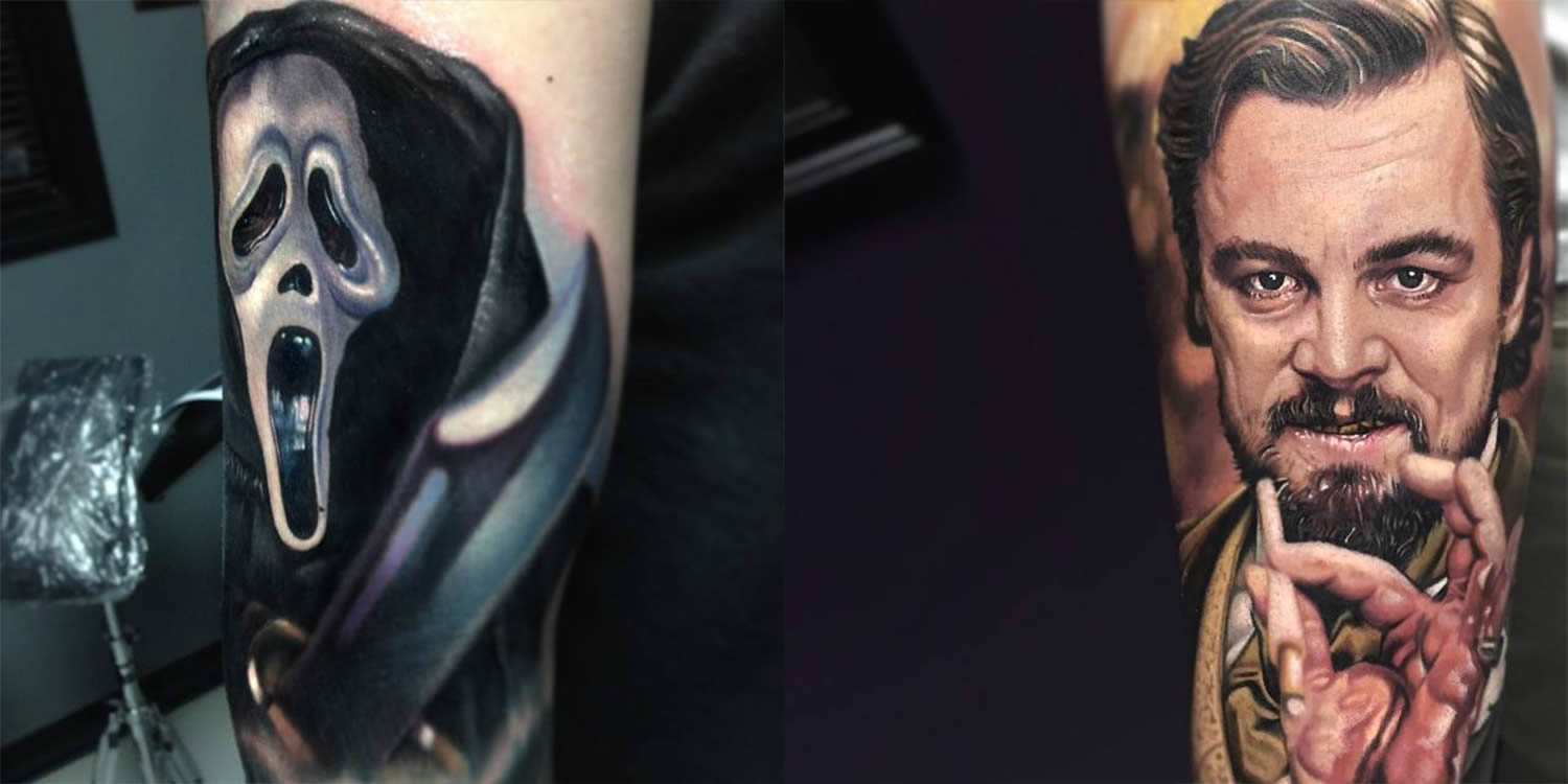 the scream and django unchain tattoos by Paul Acker