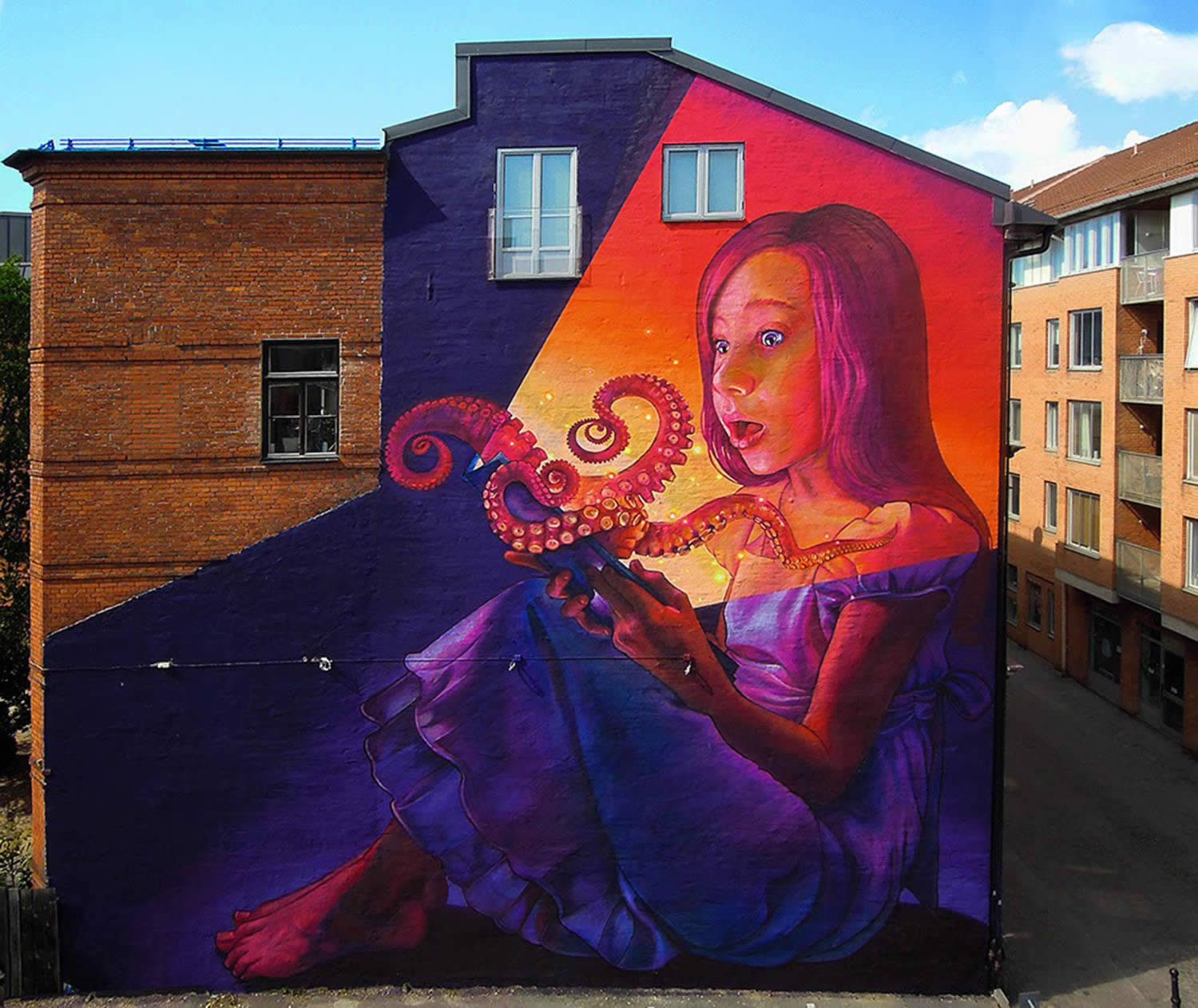 girl and octopus,graffiti by natalia rak