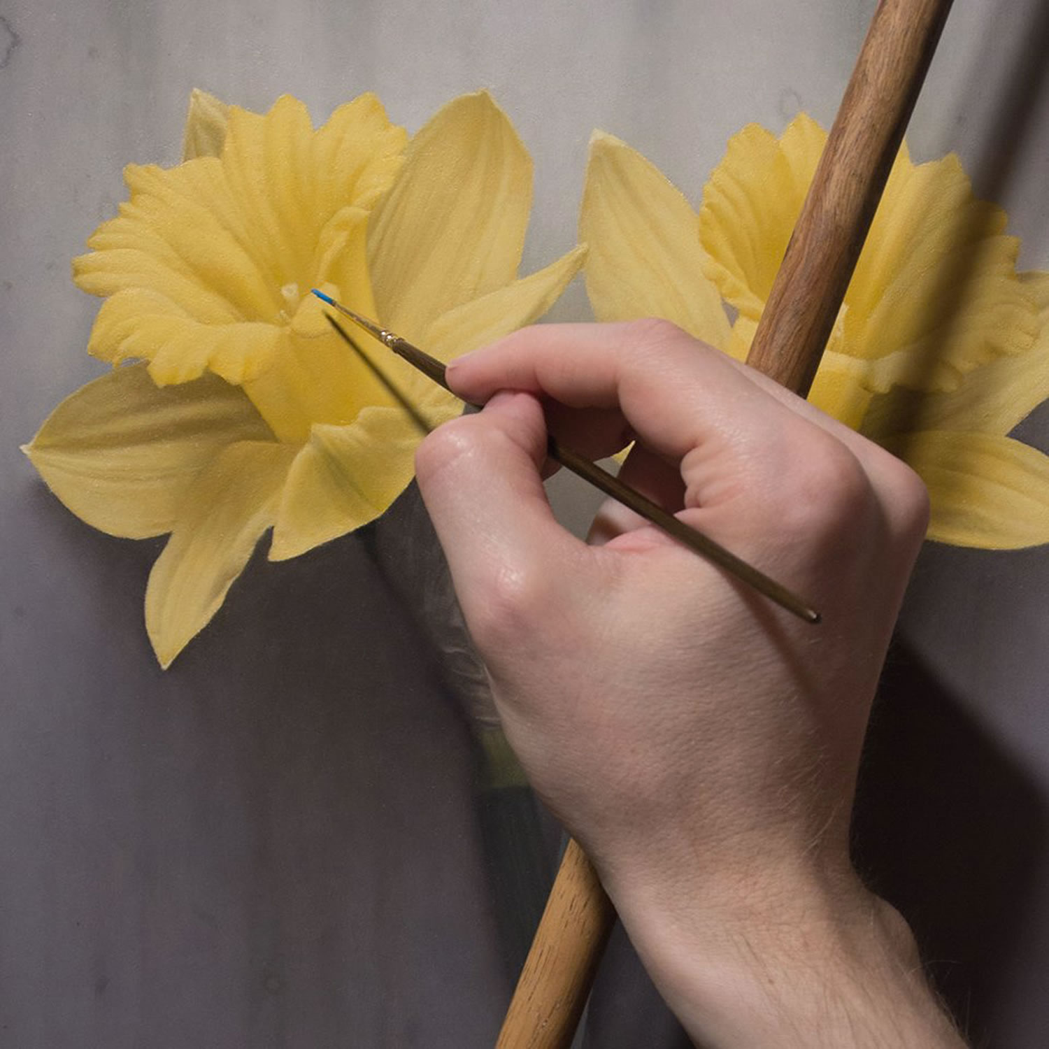 artist patrick kramer painting yellow flowers