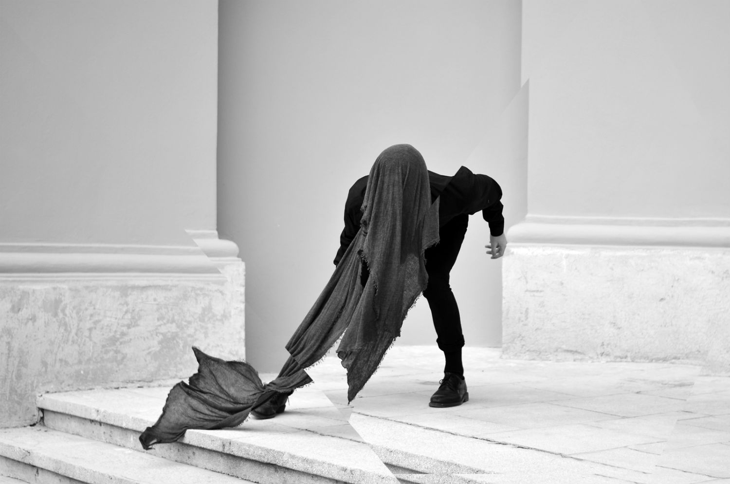sabau christian photographer black white men fashion dark marble steps