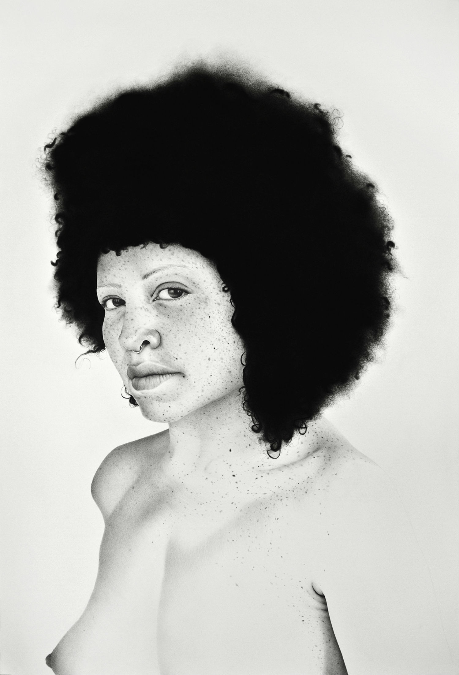 samantha wall illustration art black white afro