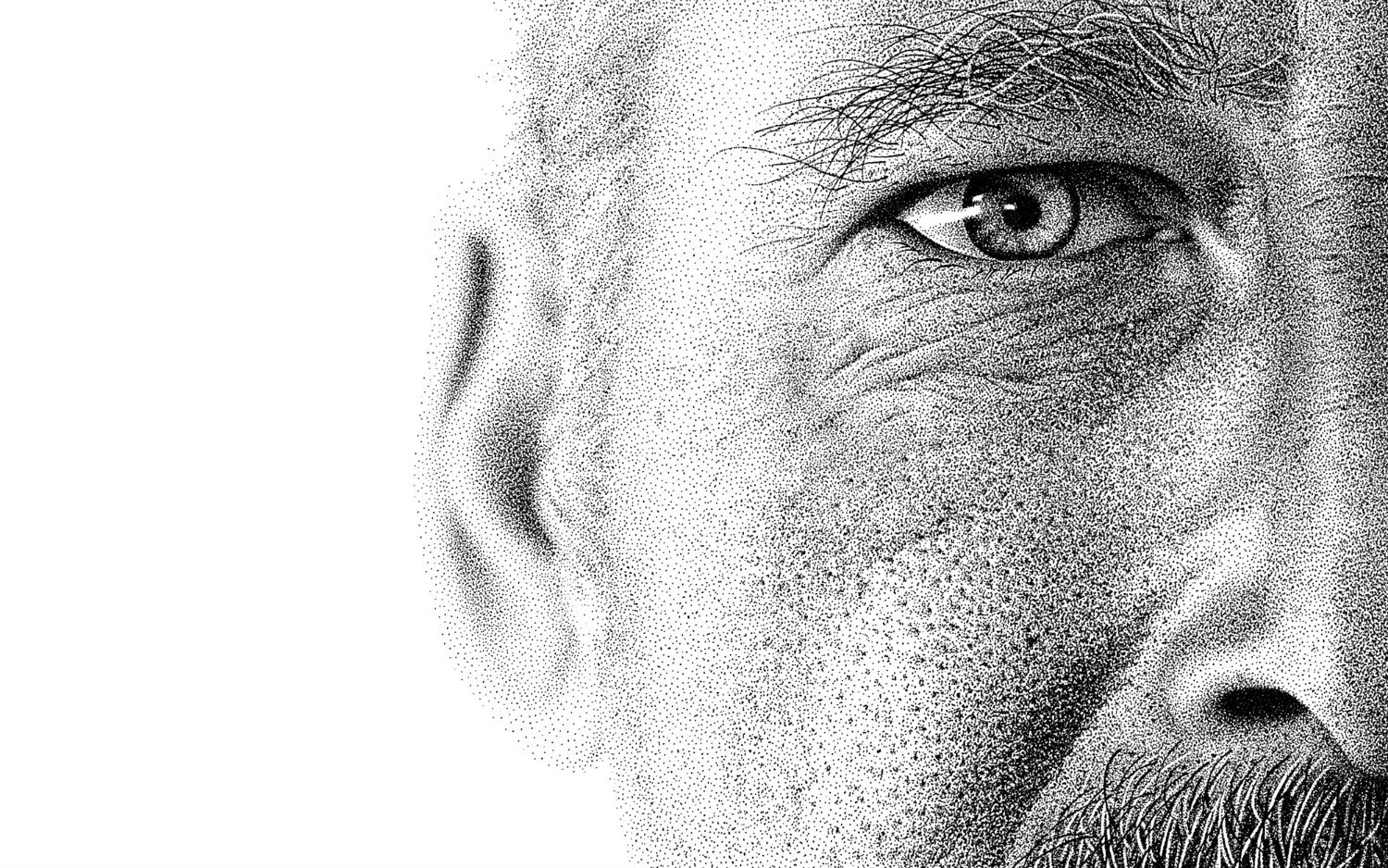 miguel endura close up black white stippling art