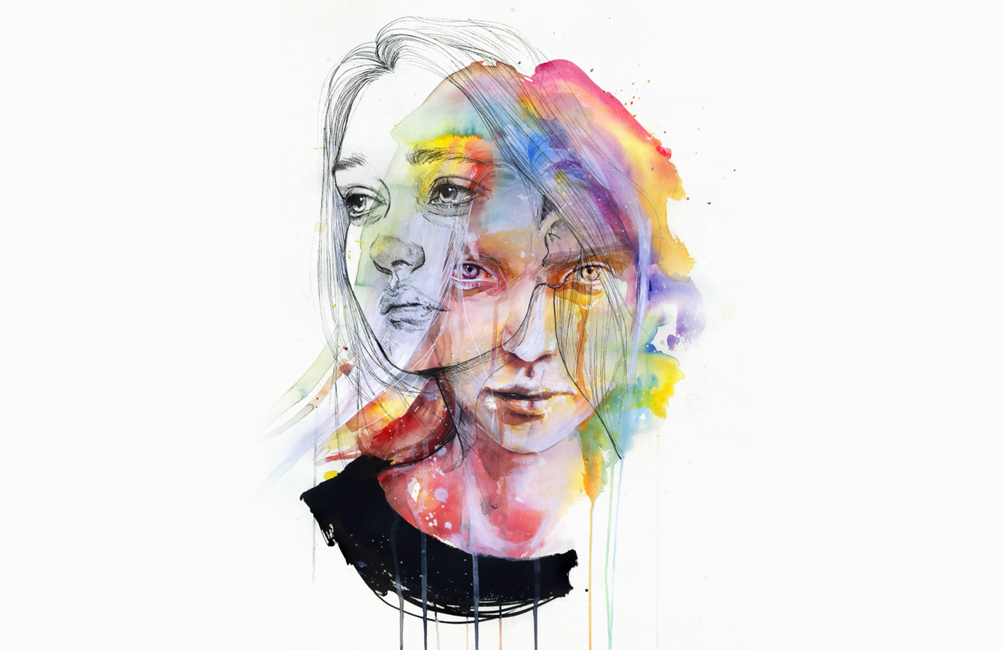 two faces, double vision, portrait by agnes cecile