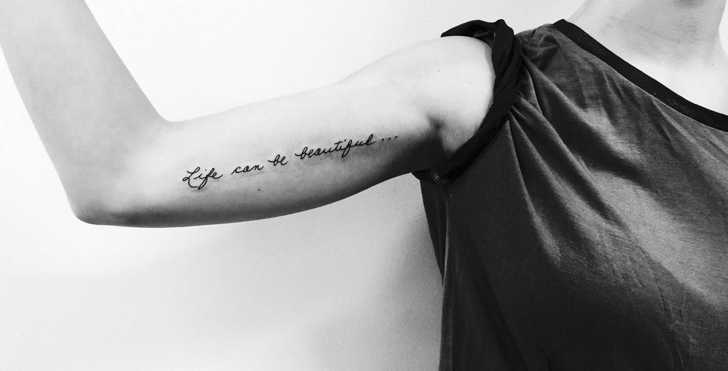 lise is beautiful, quote tattoo by bang bang