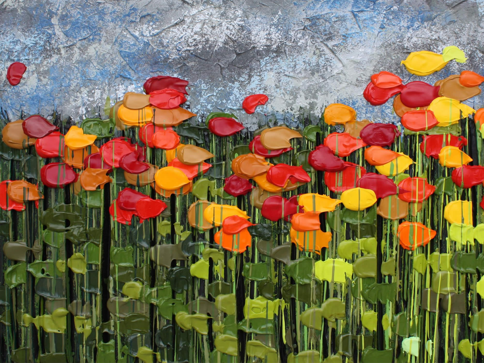 blommor, impressionim art, av Jeff Hanson