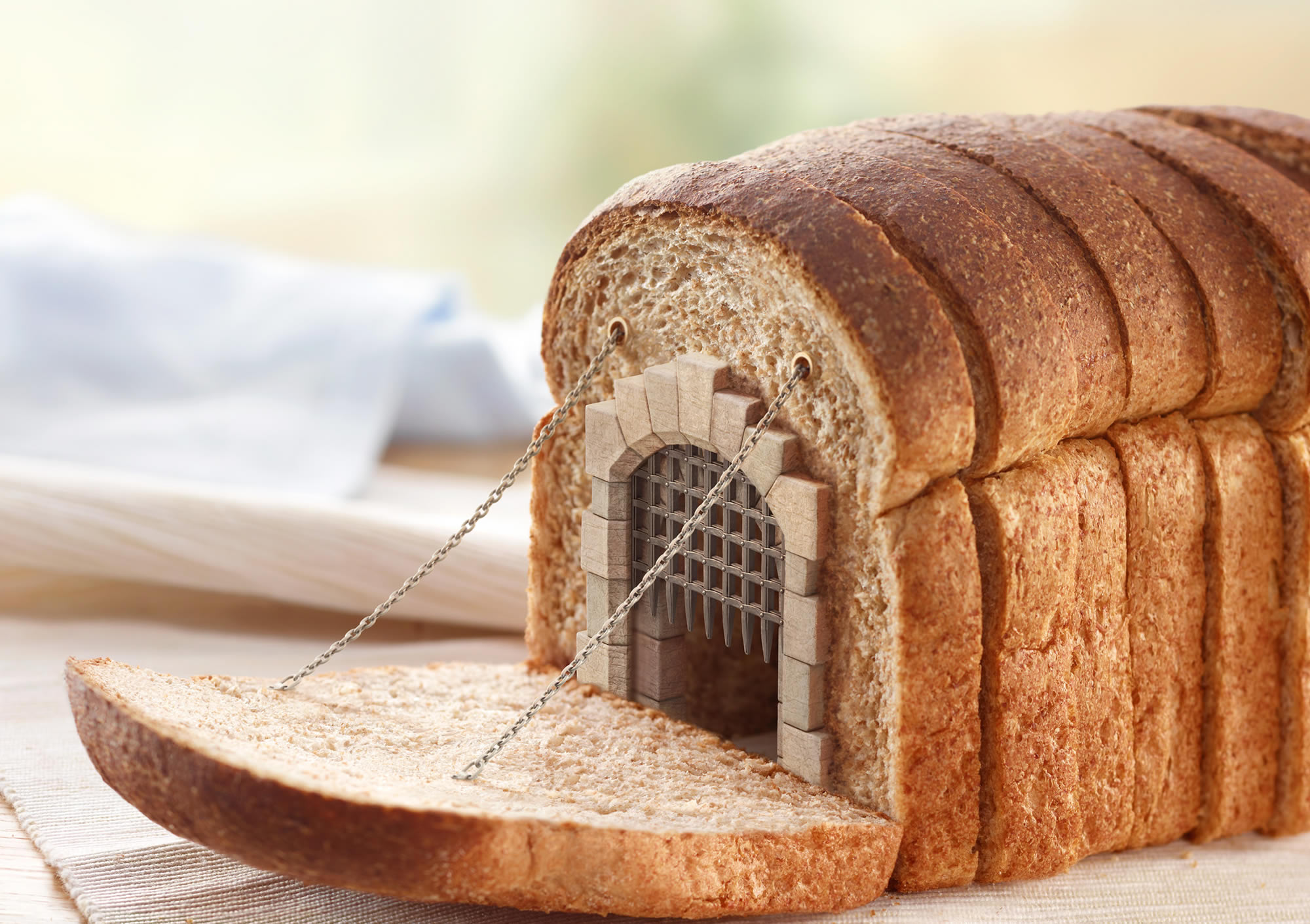 castle gate inside loaf of bread, dupont