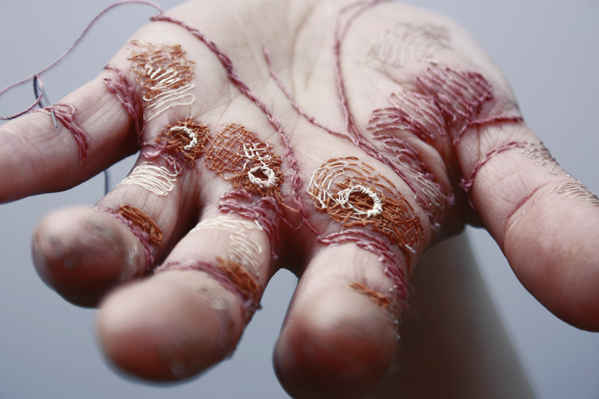 eliza bennett a woman's work is never done thread blood scars hand photography 