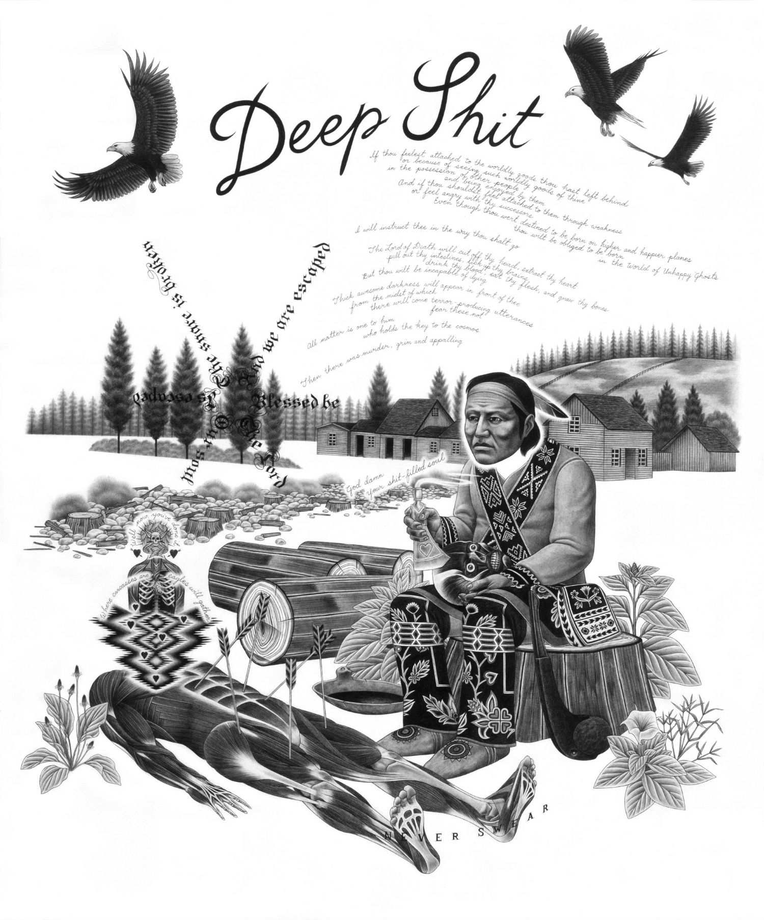 eric beltz drawing black white american mythology shade imagery