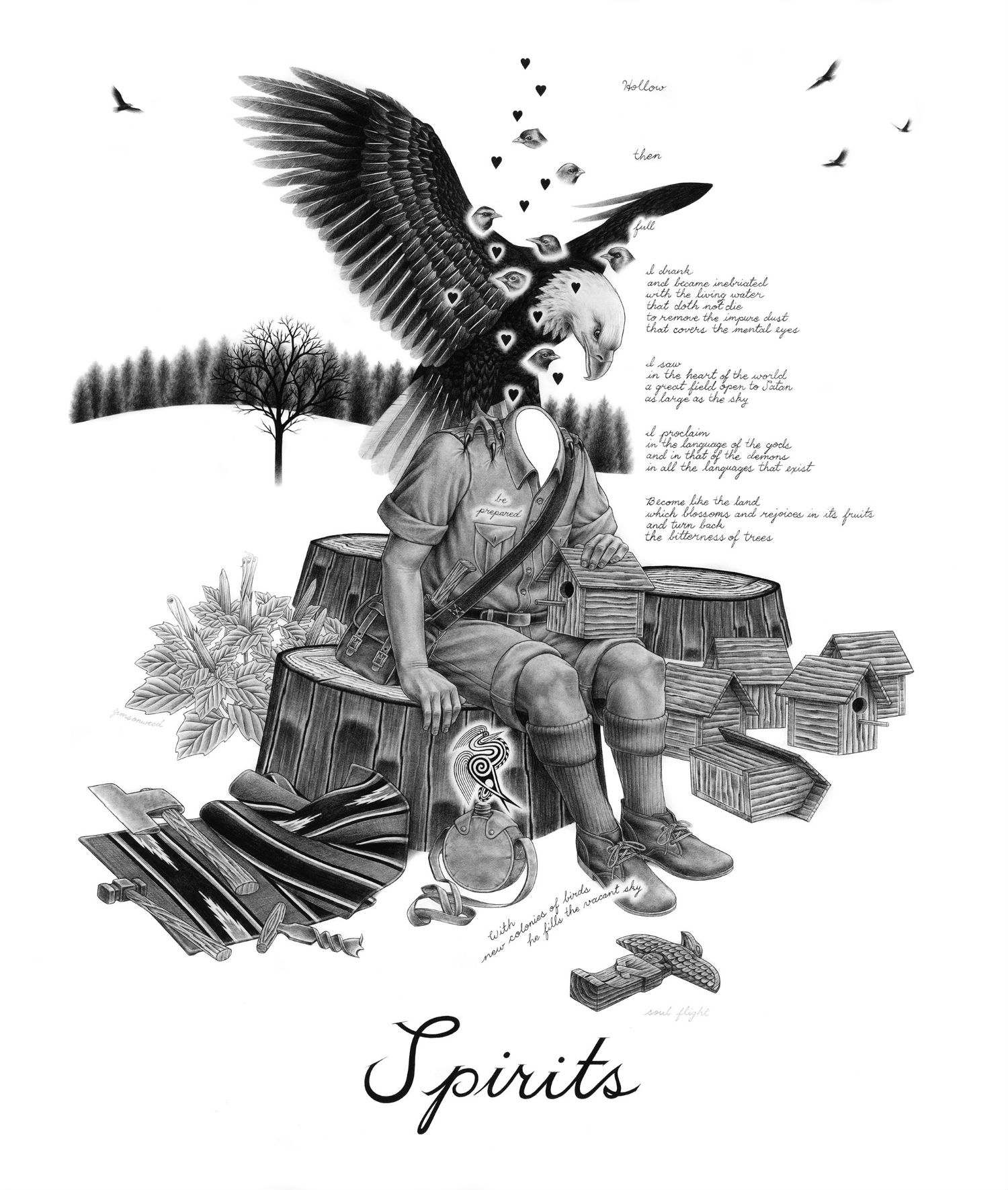 eric beltz drawing black white american mythology shade imagery eagle
