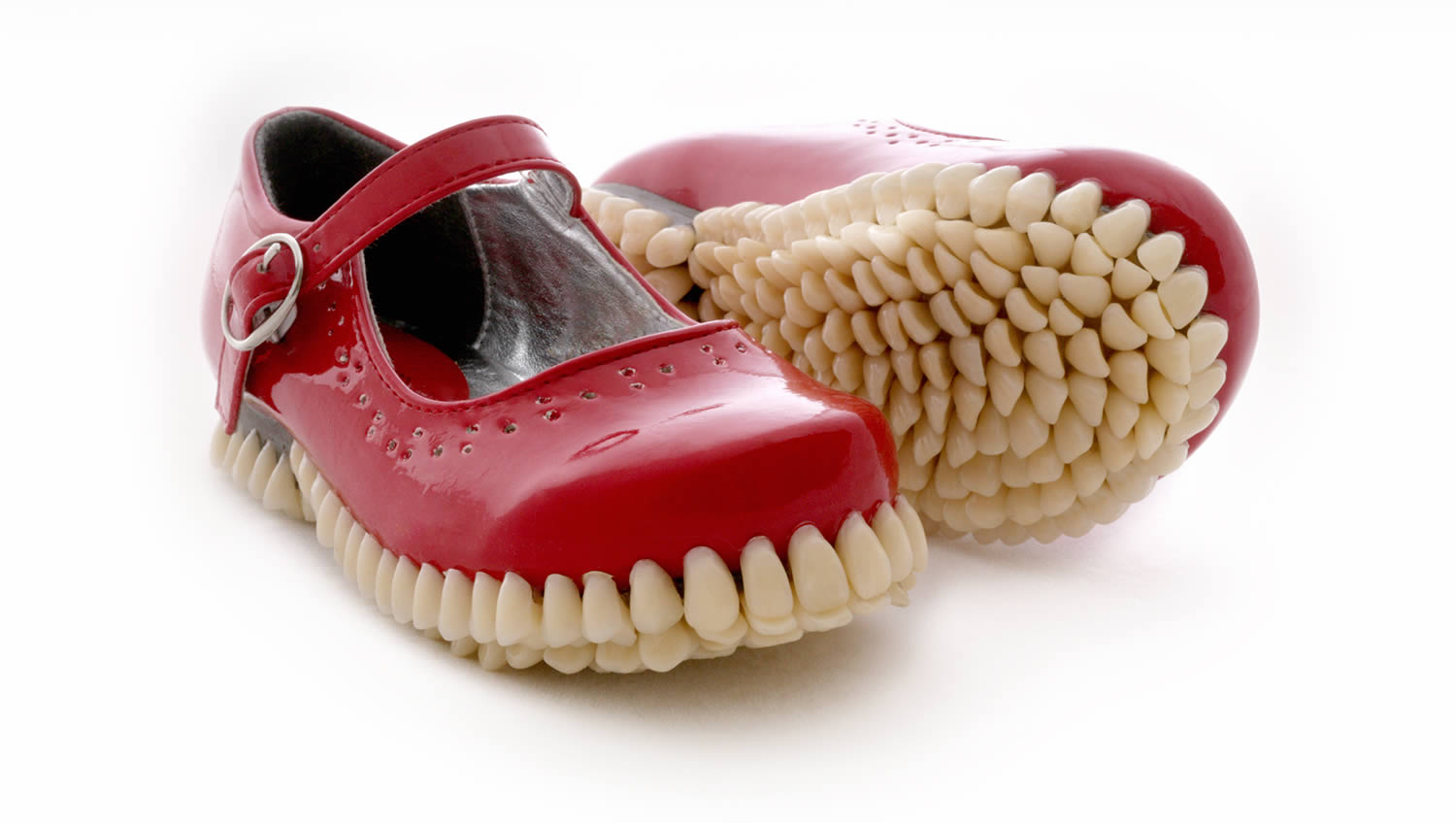 red shoes with teeth soles, FANTICH & YOUNG